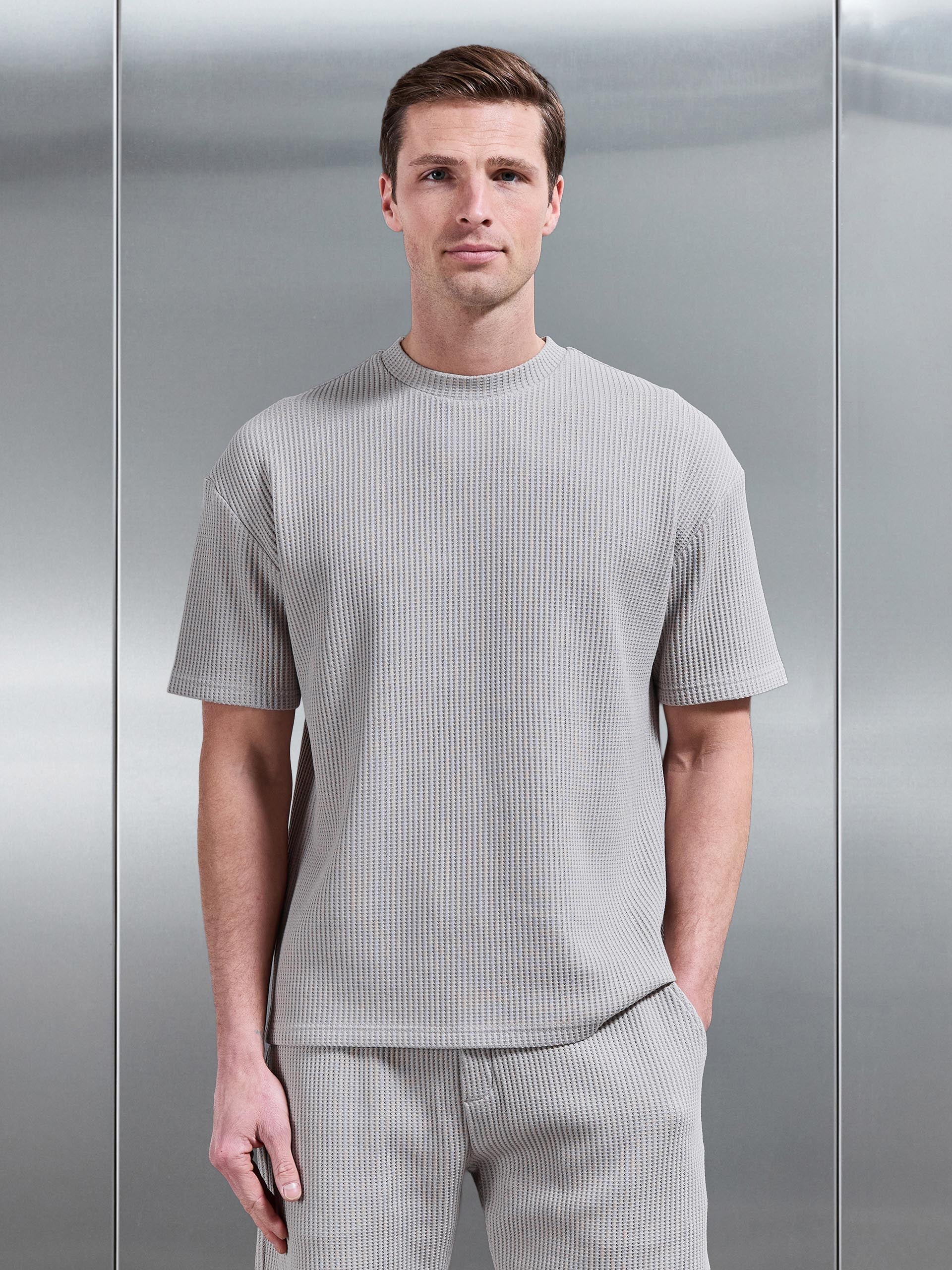 Waffle Relaxed T-Shirt in Stone