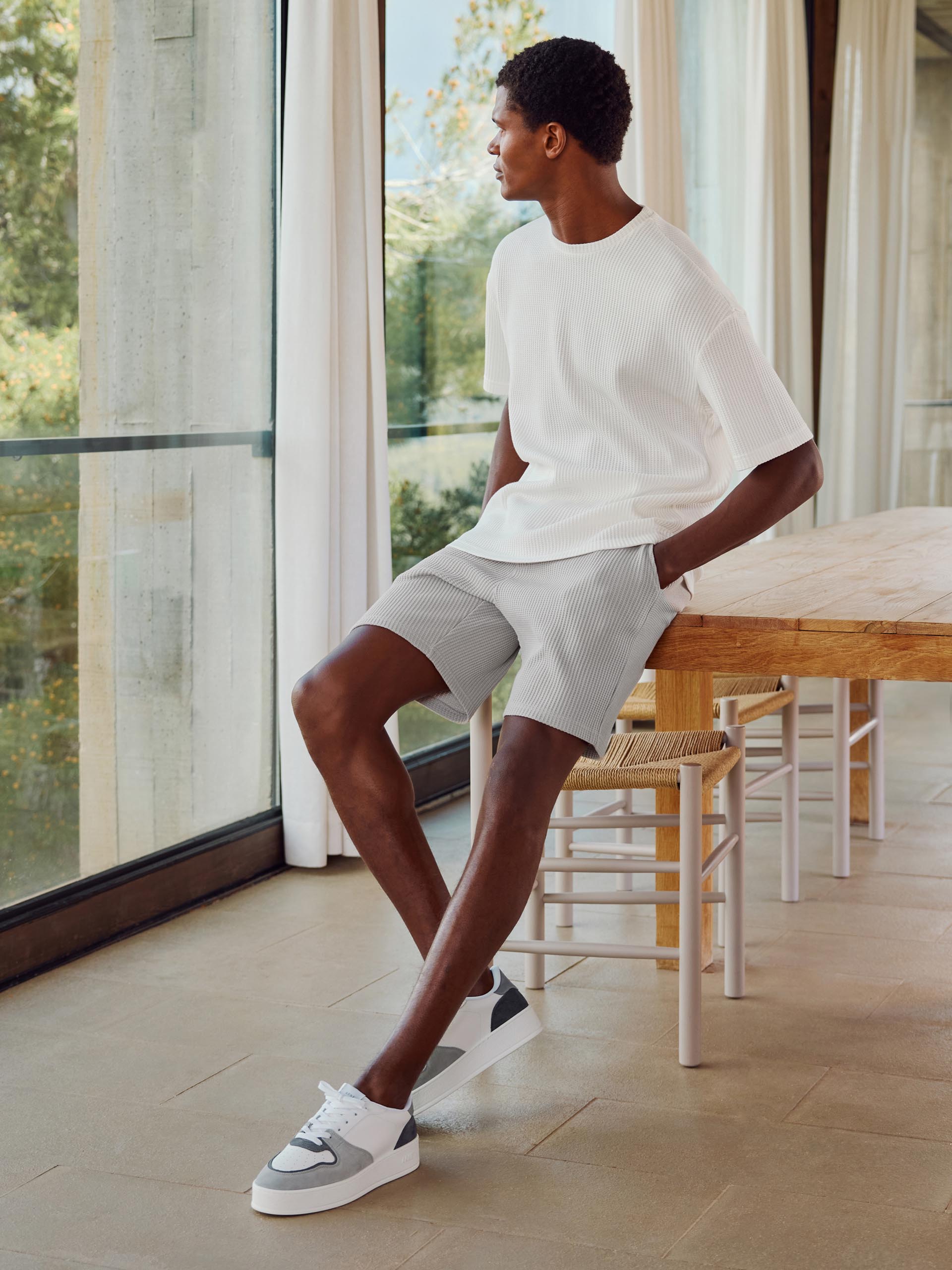 Waffle Relaxed Short in Stone