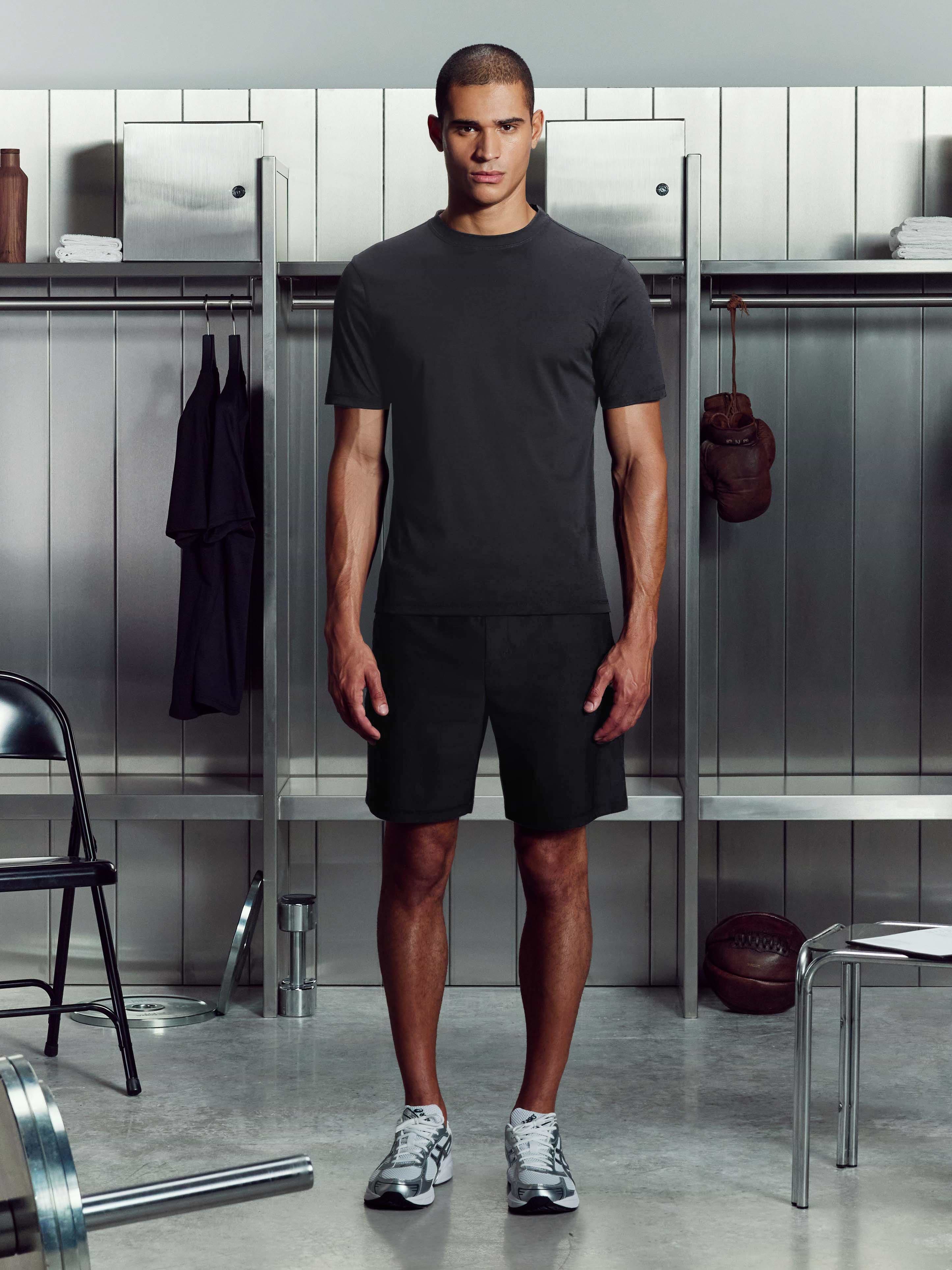 Warp Knitted T-Shirt in Black