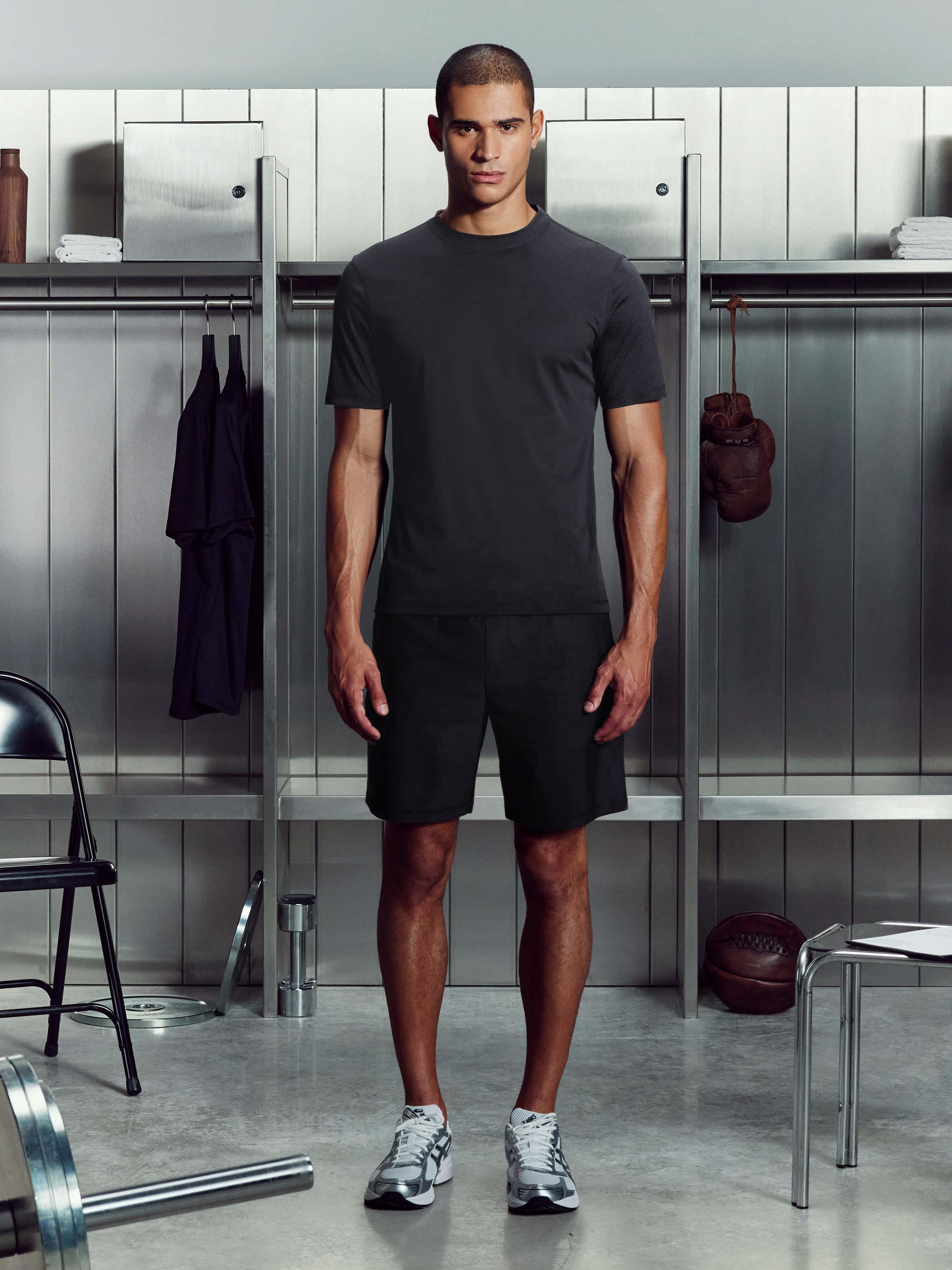 Warp Knitted T-Shirt in Black