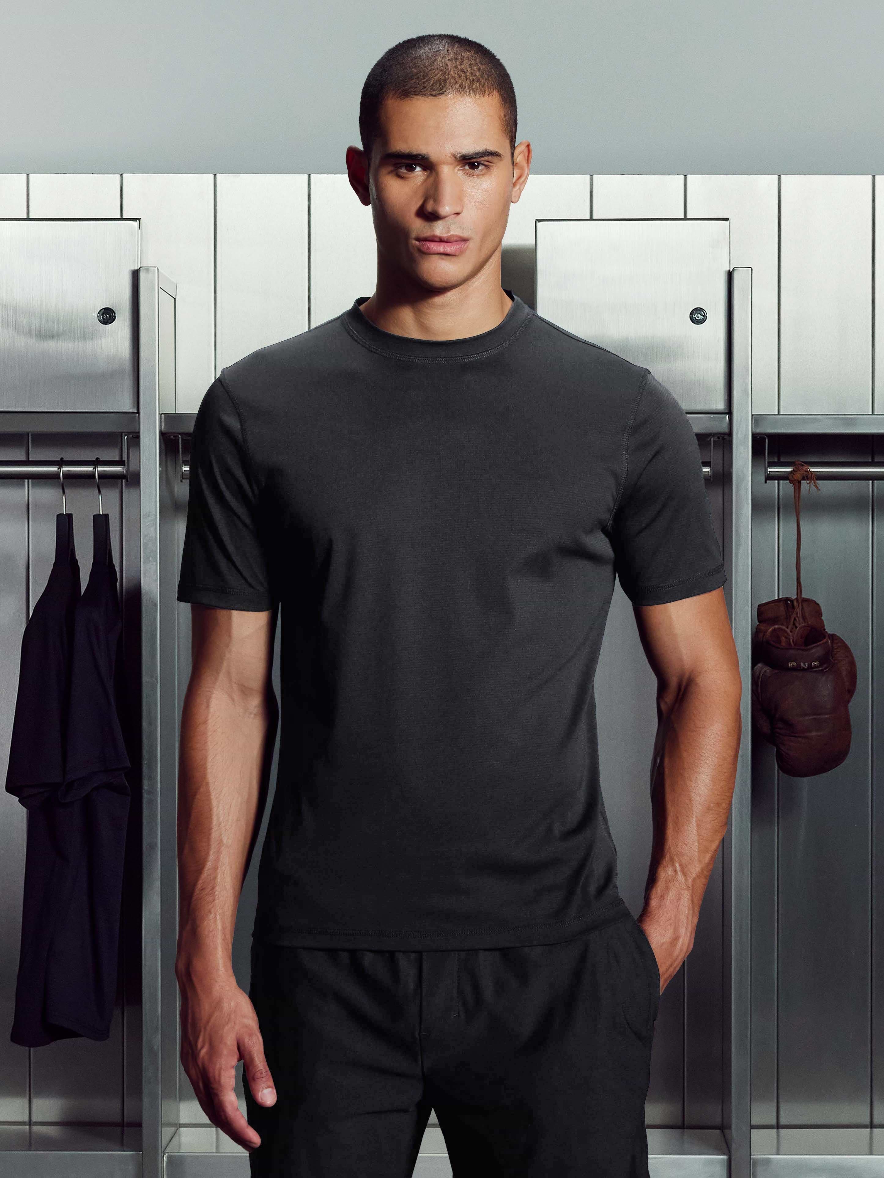Warp Knitted T-Shirt in Black