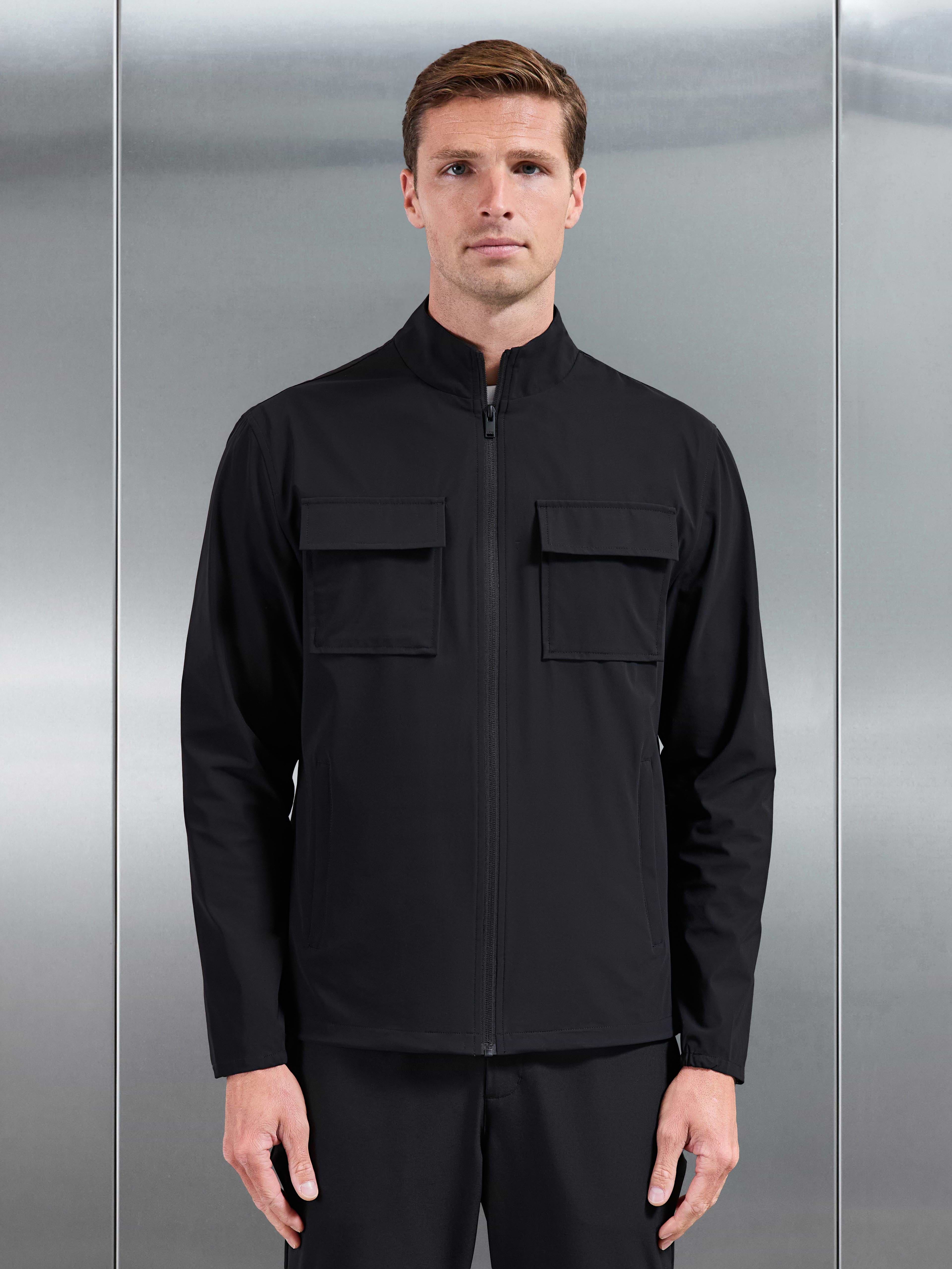 Water Repellent Cargo Jacket in Black