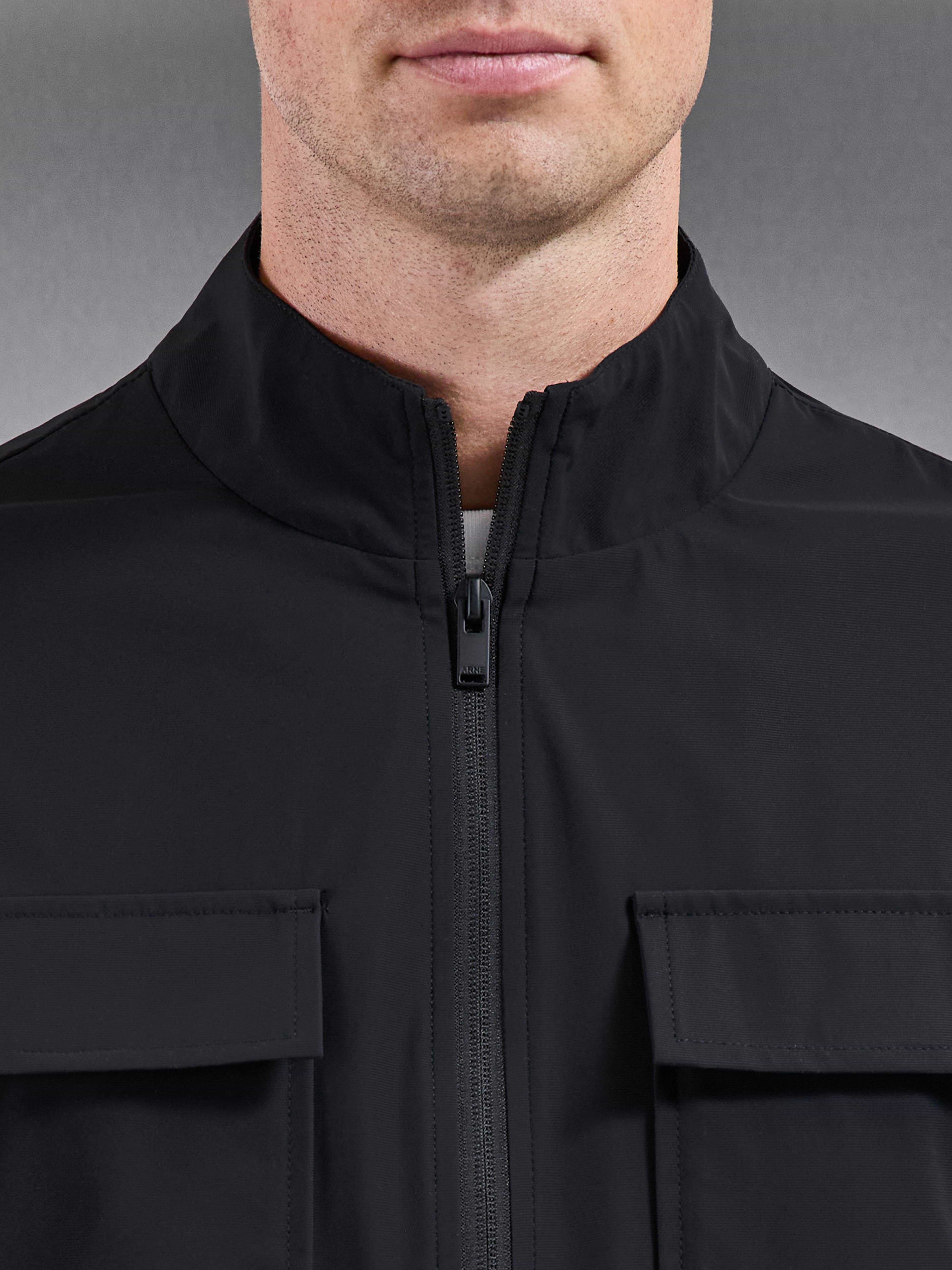 Water Repellent Cargo Jacket in Black