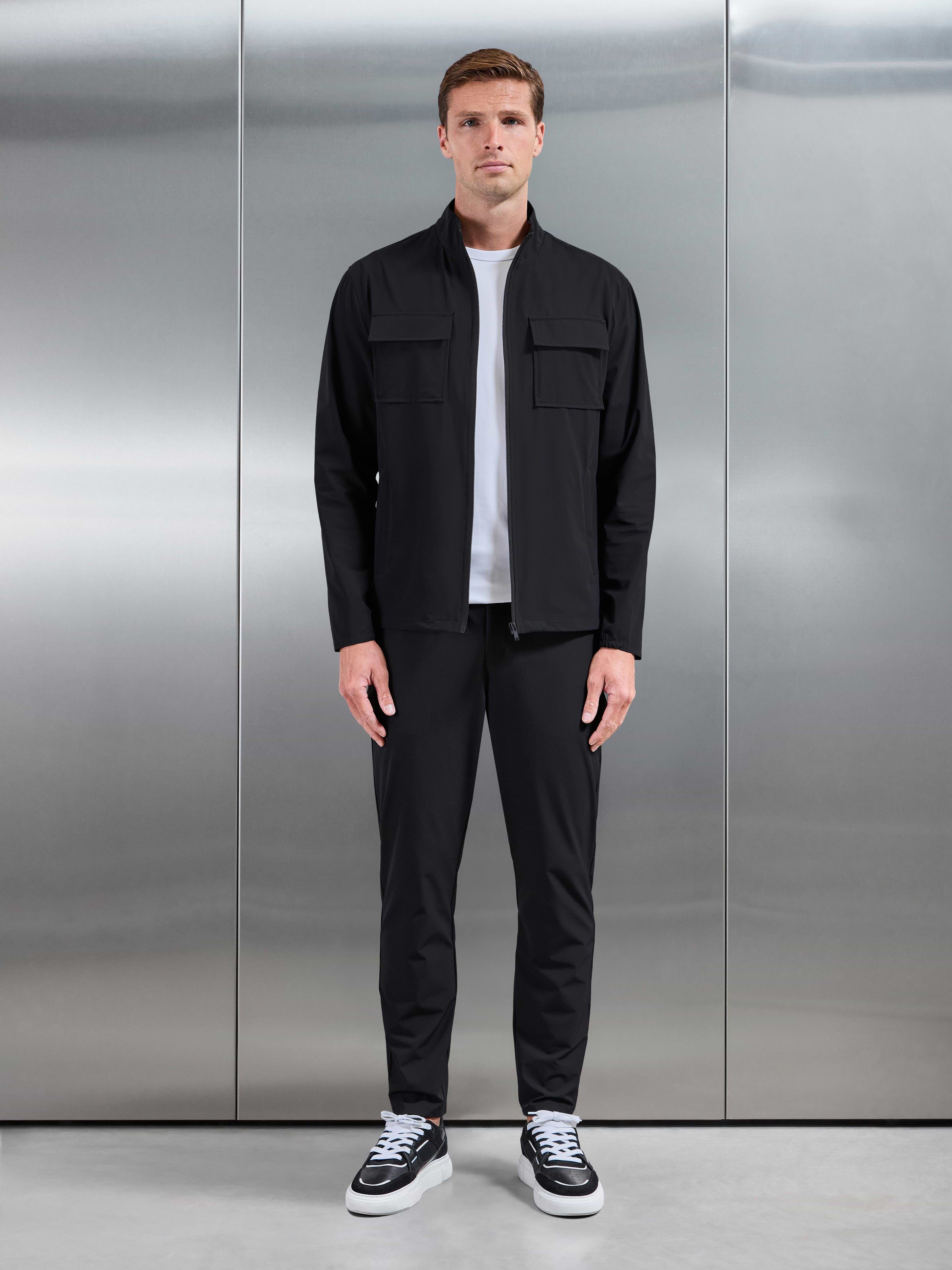Water Repellent Cargo Jacket in Black