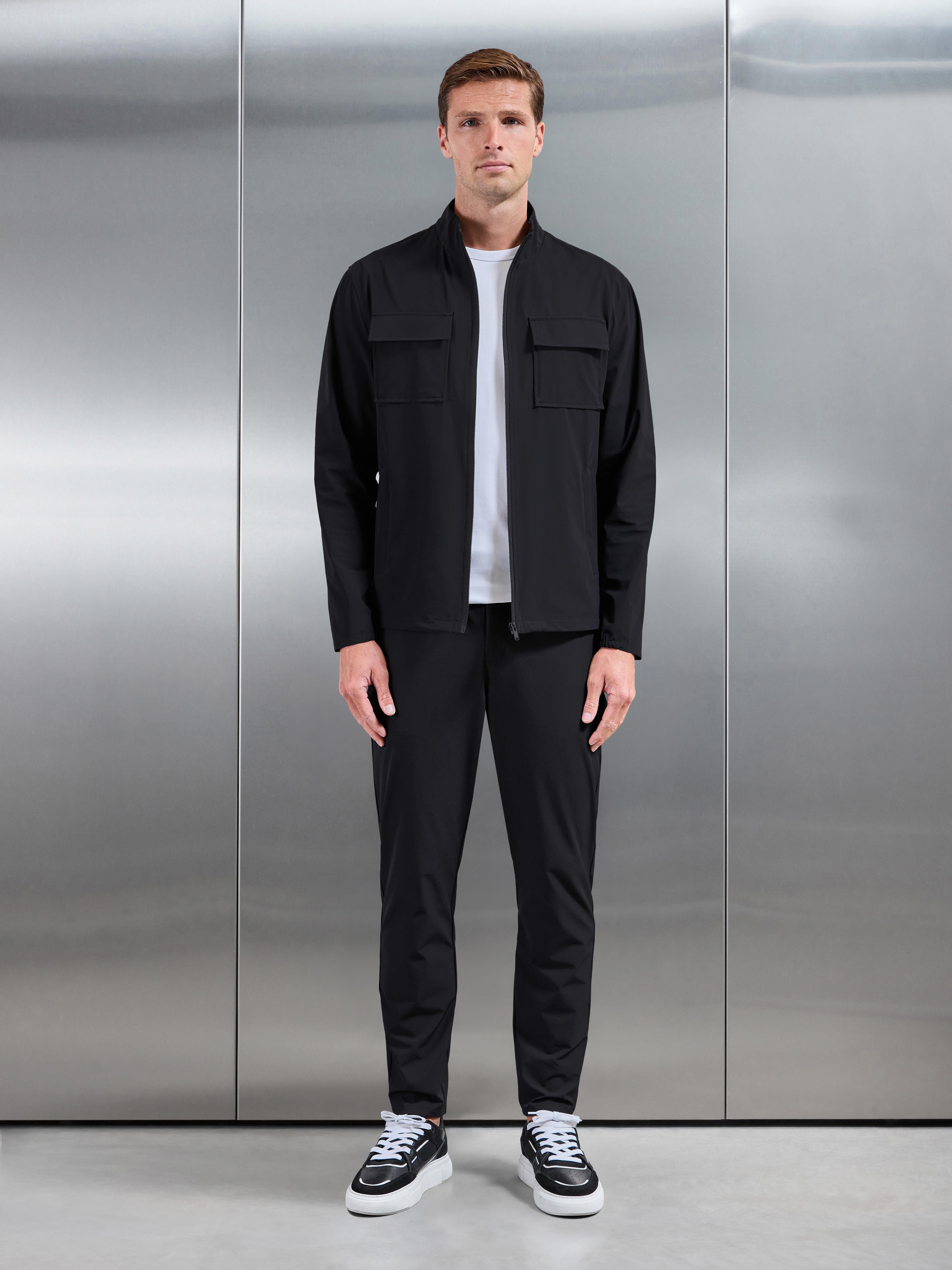 Water Repellent Cargo Jacket in Black