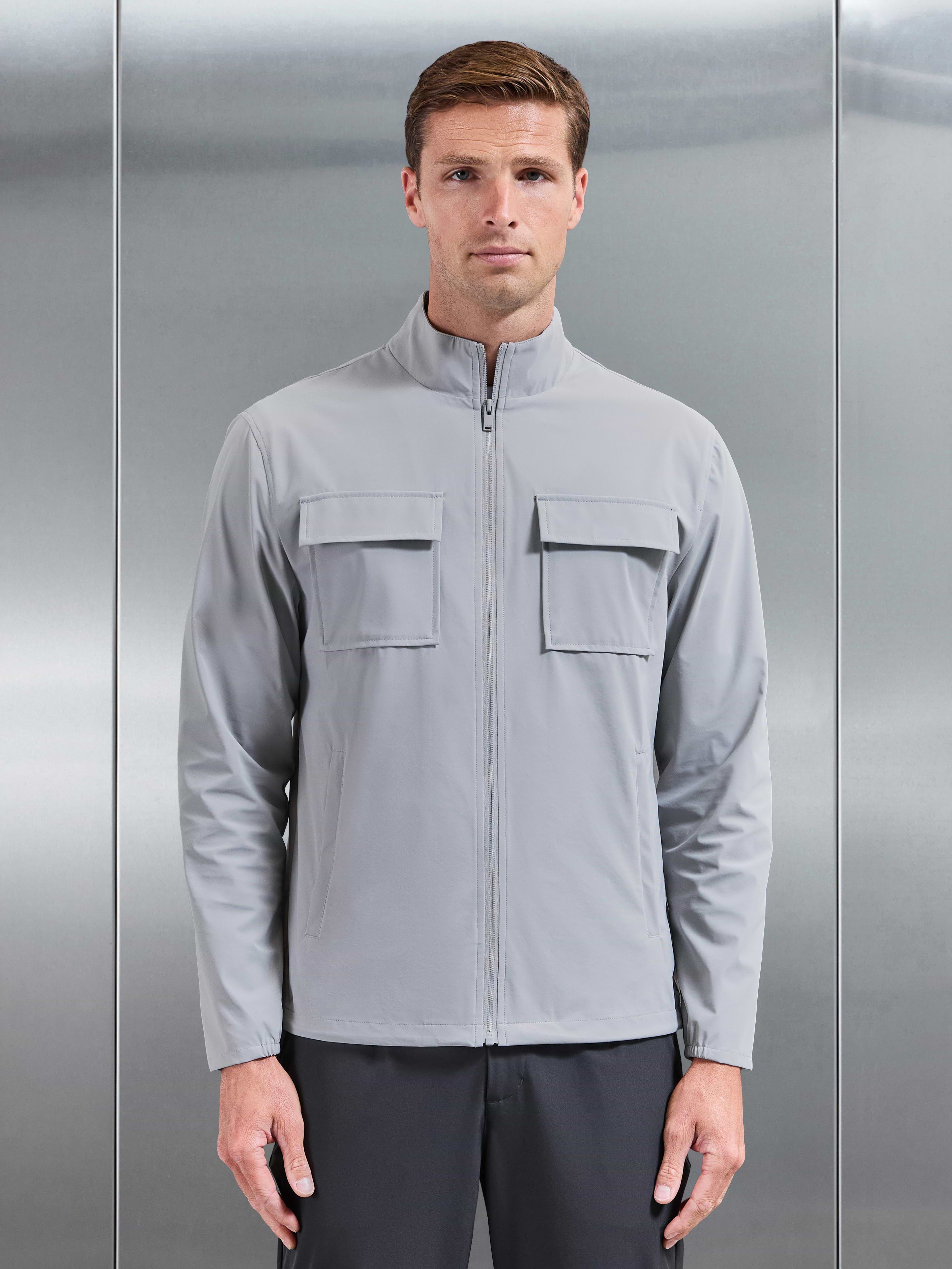 Water Repellent Cargo Jacket in Mid Grey