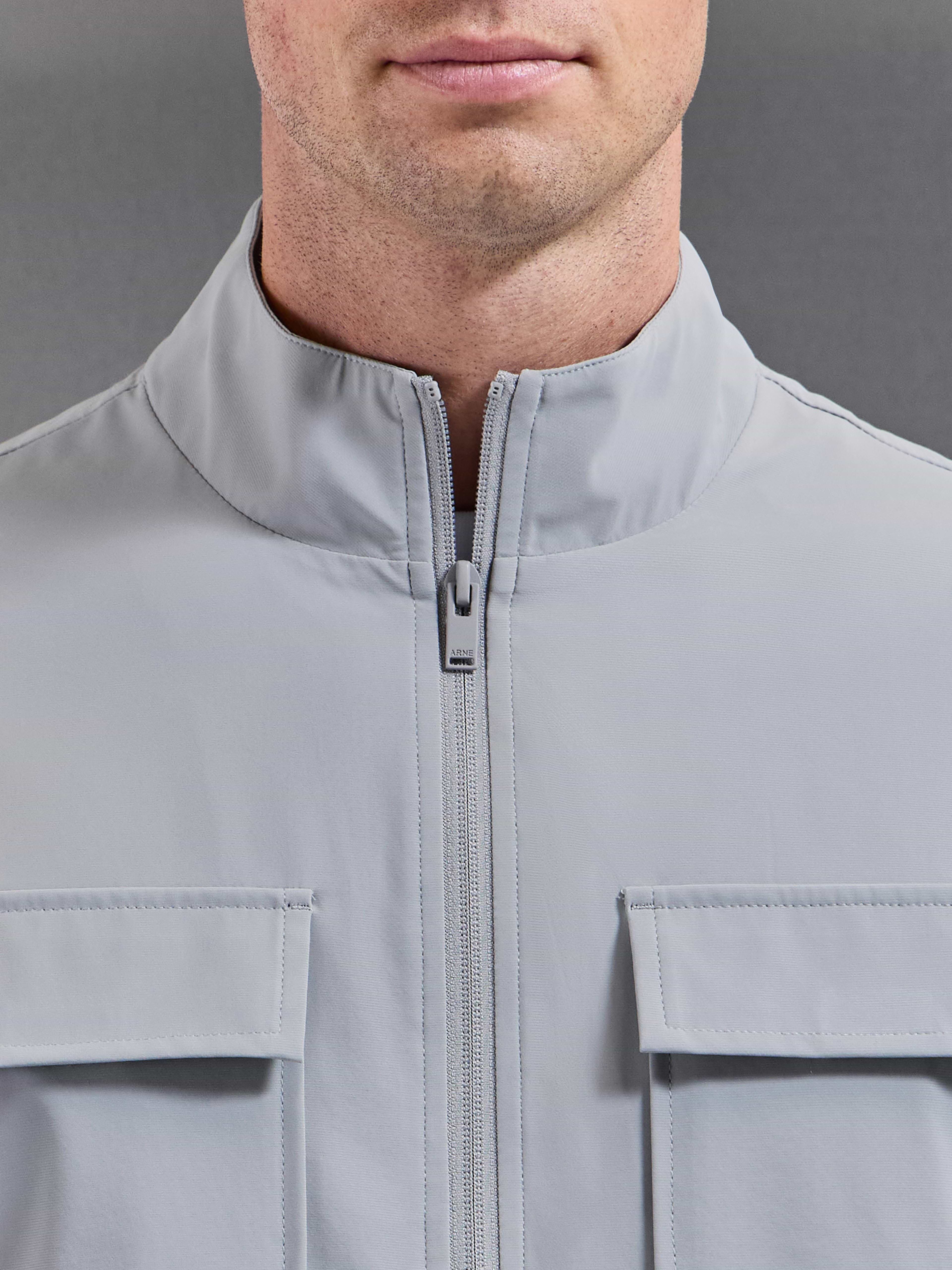 Water Repellent Cargo Jacket in Mid Grey