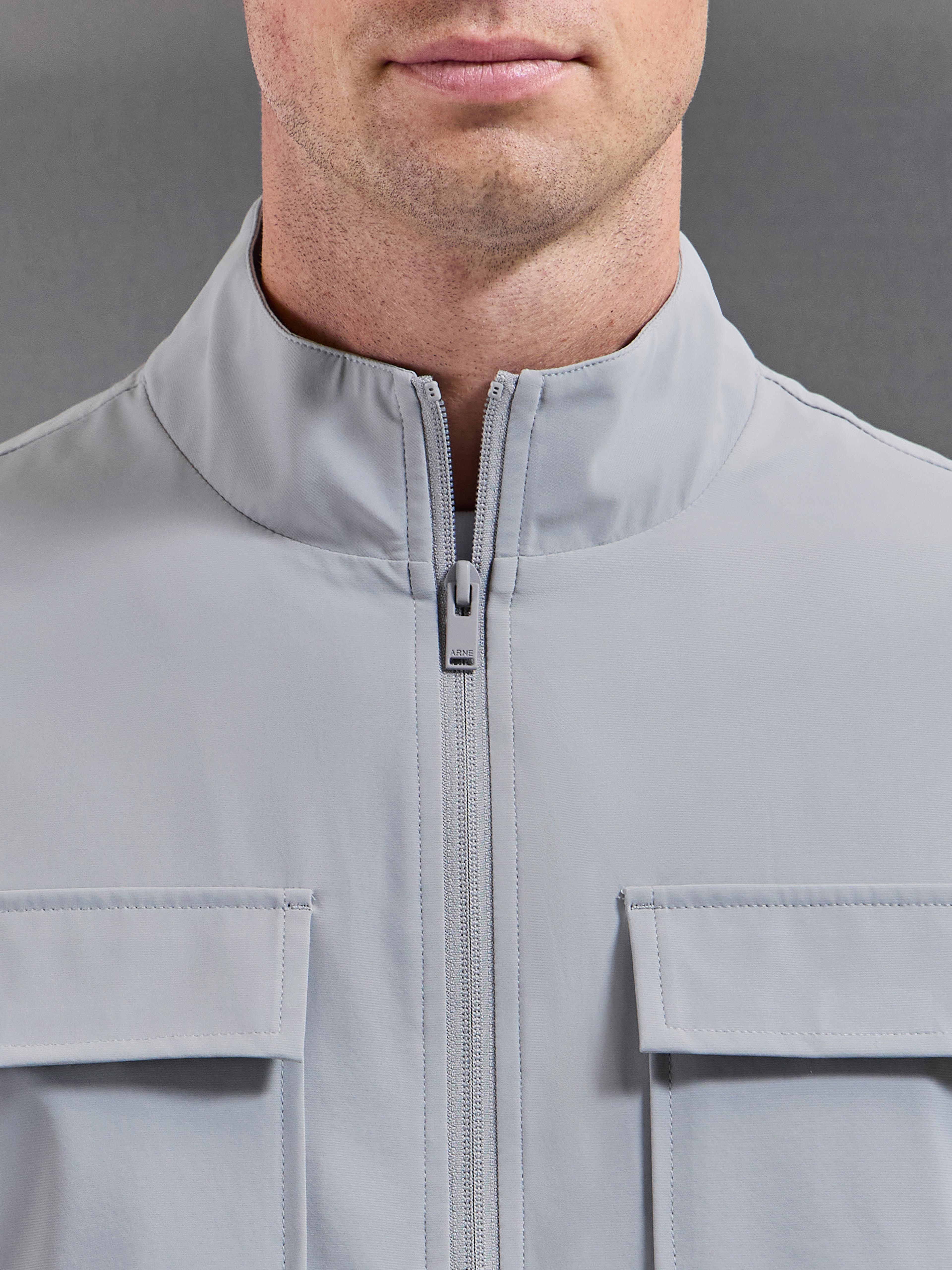 Water Repellent Cargo Jacket in Mid Grey