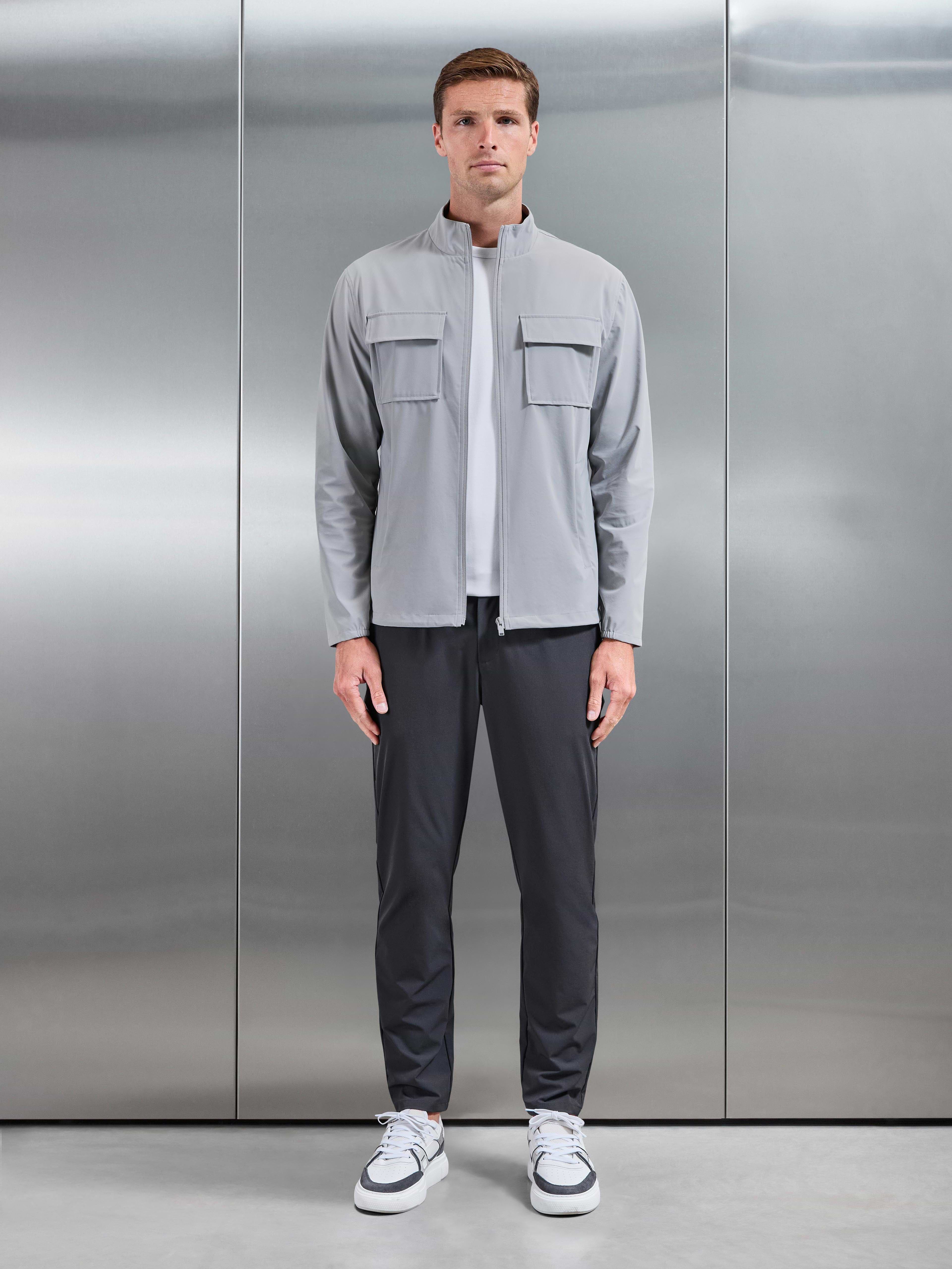 Water Repellent Cargo Jacket in Mid Grey