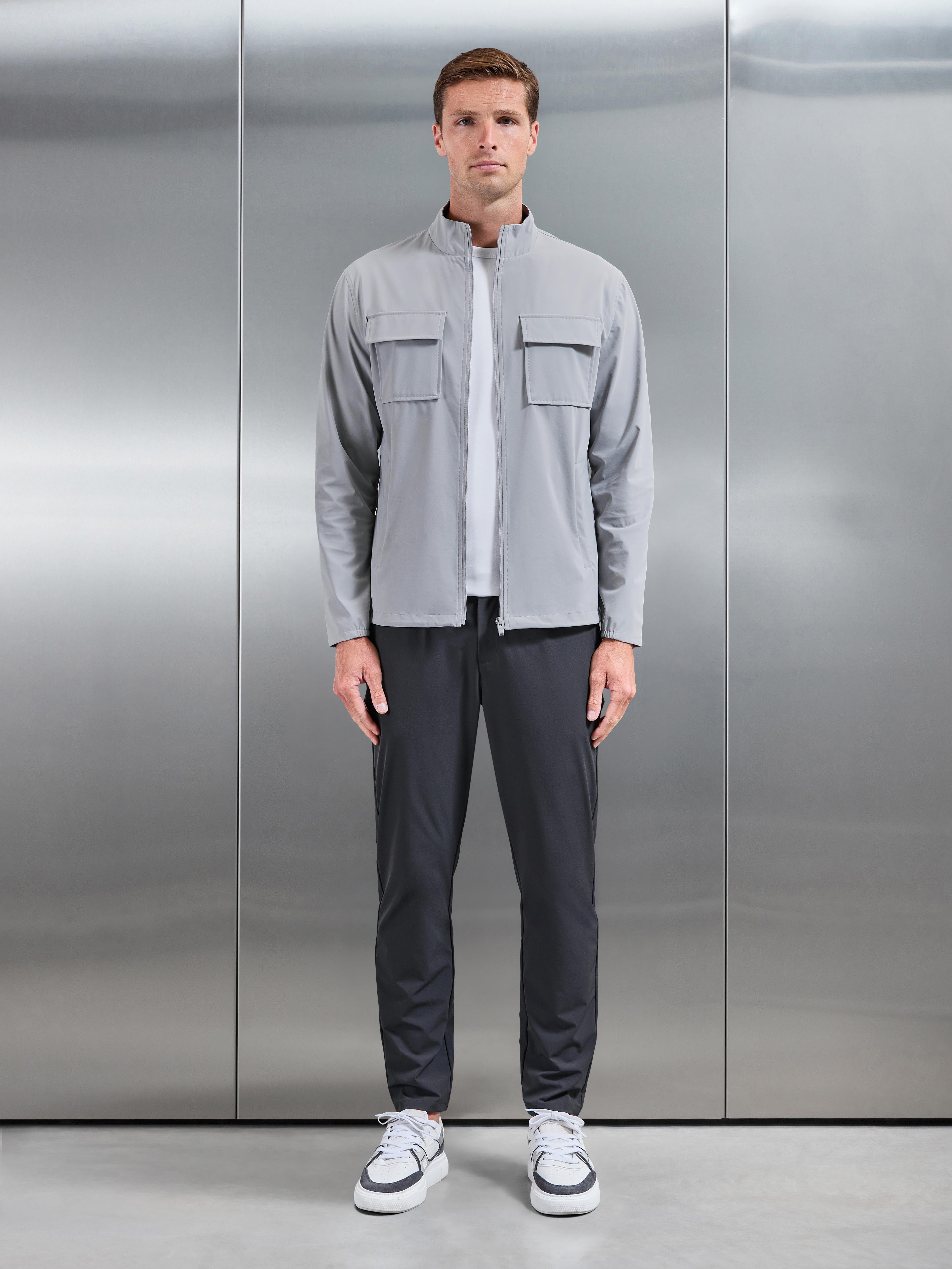 Water Repellent Cargo Jacket in Mid Grey