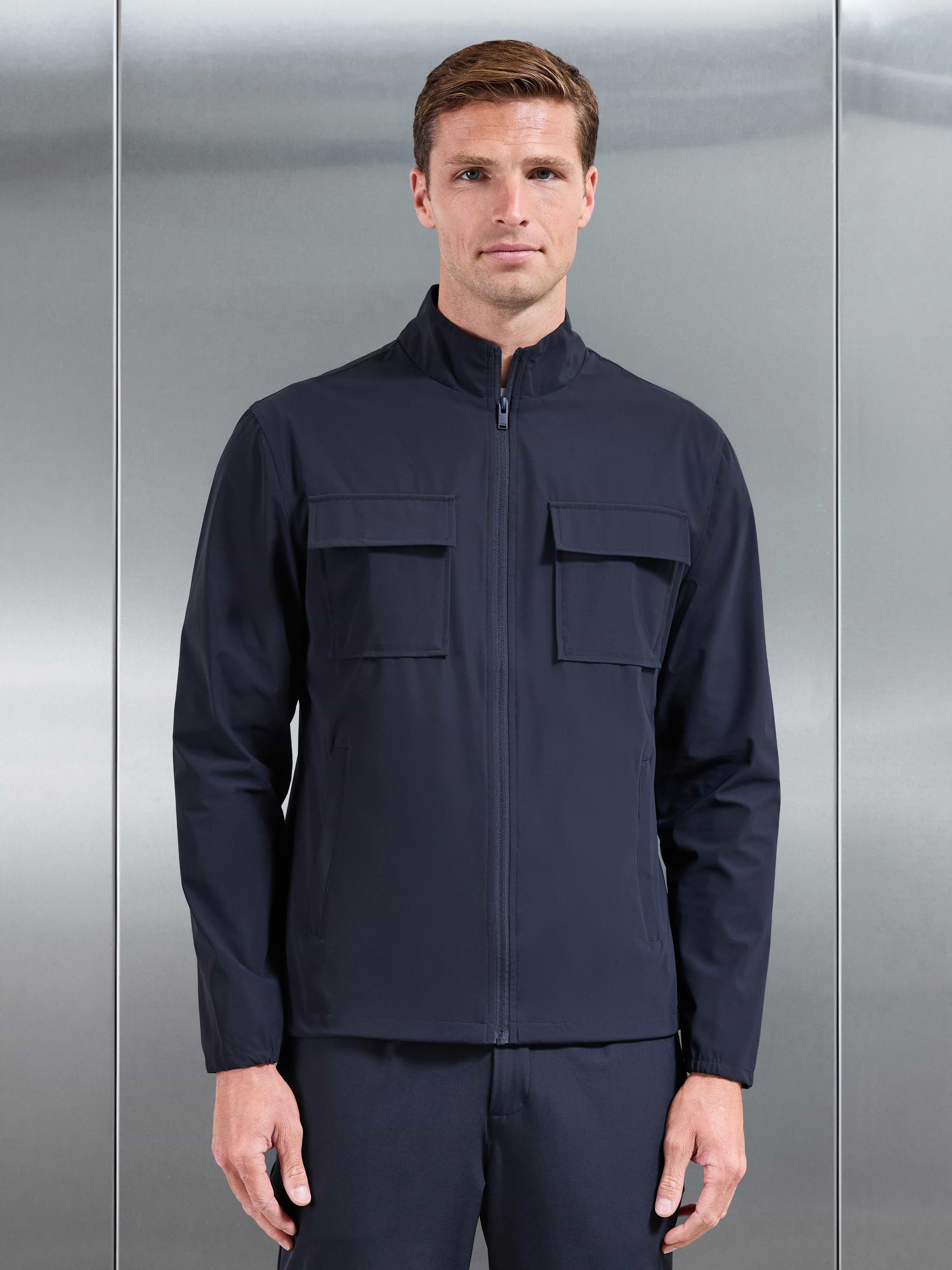Water Repellent Cargo Jacket in Navy