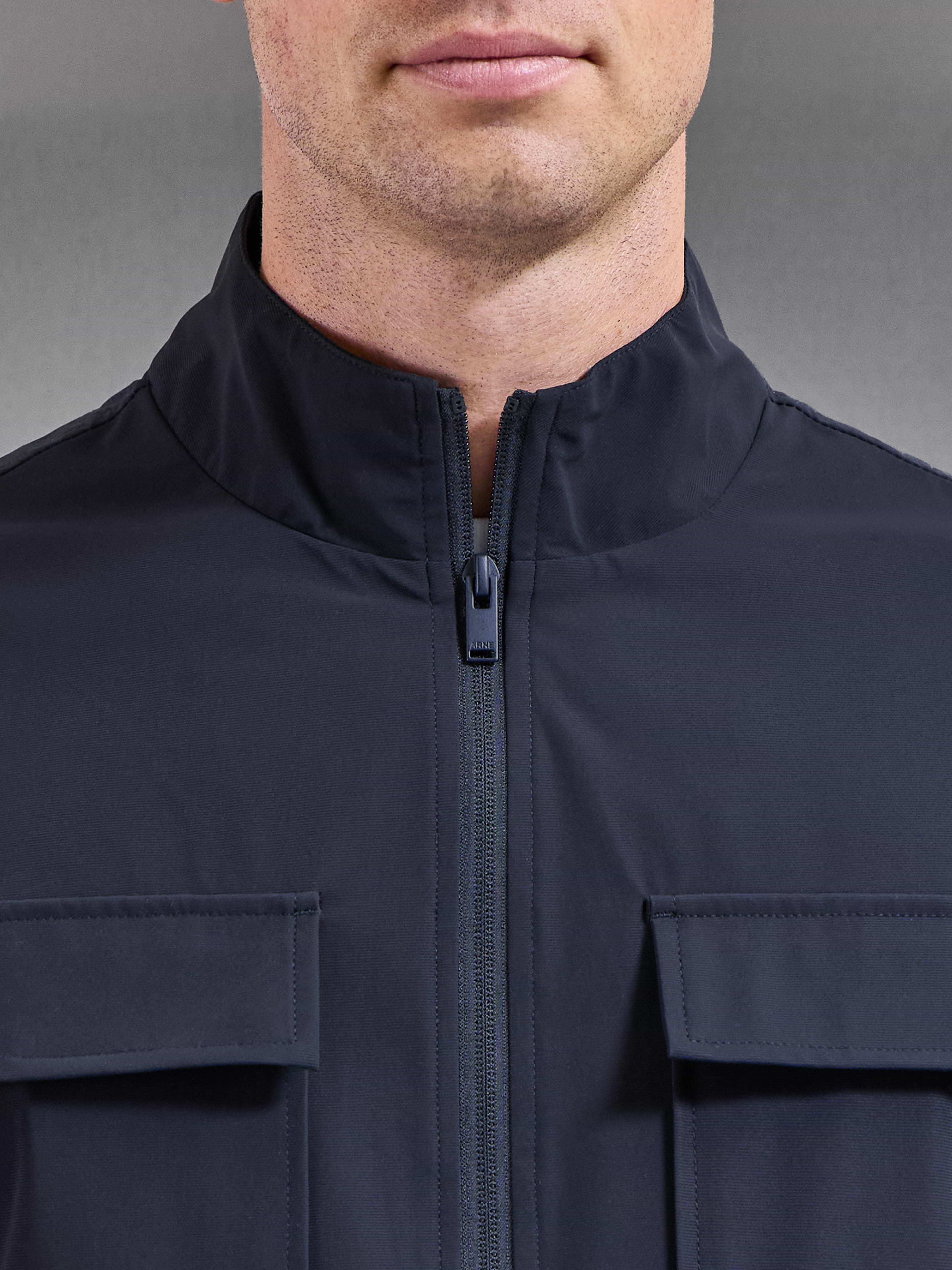 Water Repellent Cargo Jacket in Navy