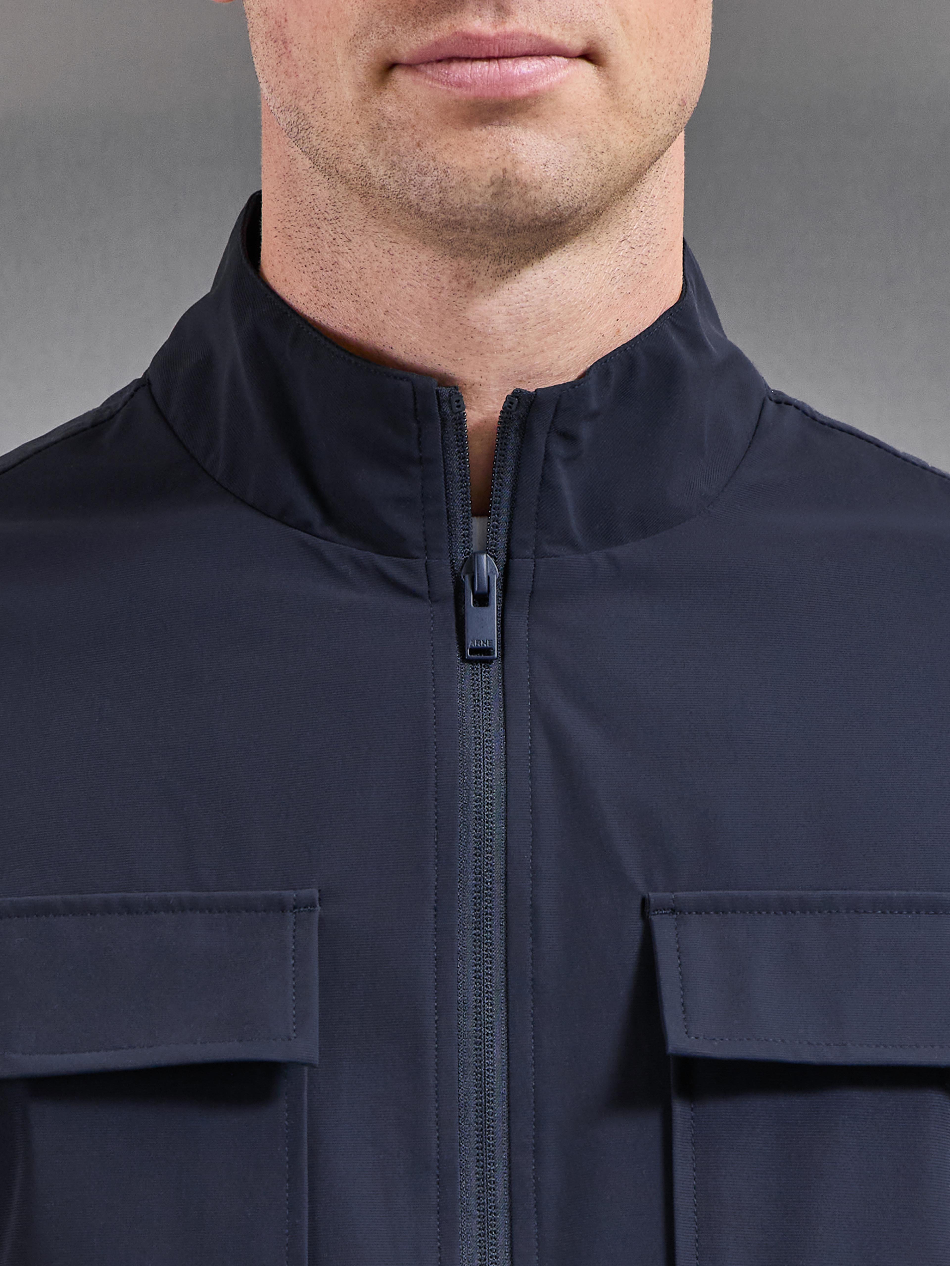 Water Repellent Cargo Jacket in Navy