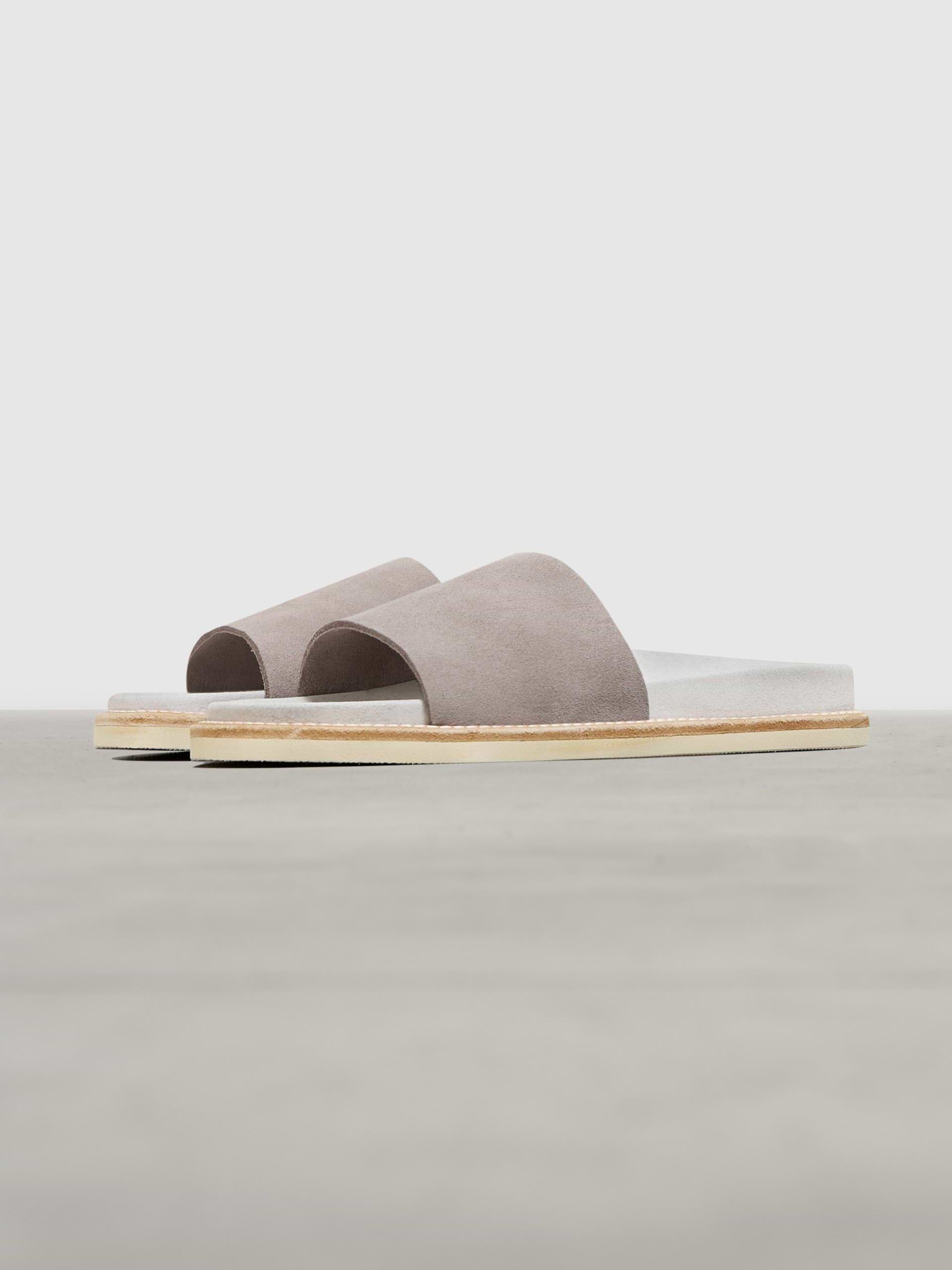 Womens Suede Slides in Dark Stone