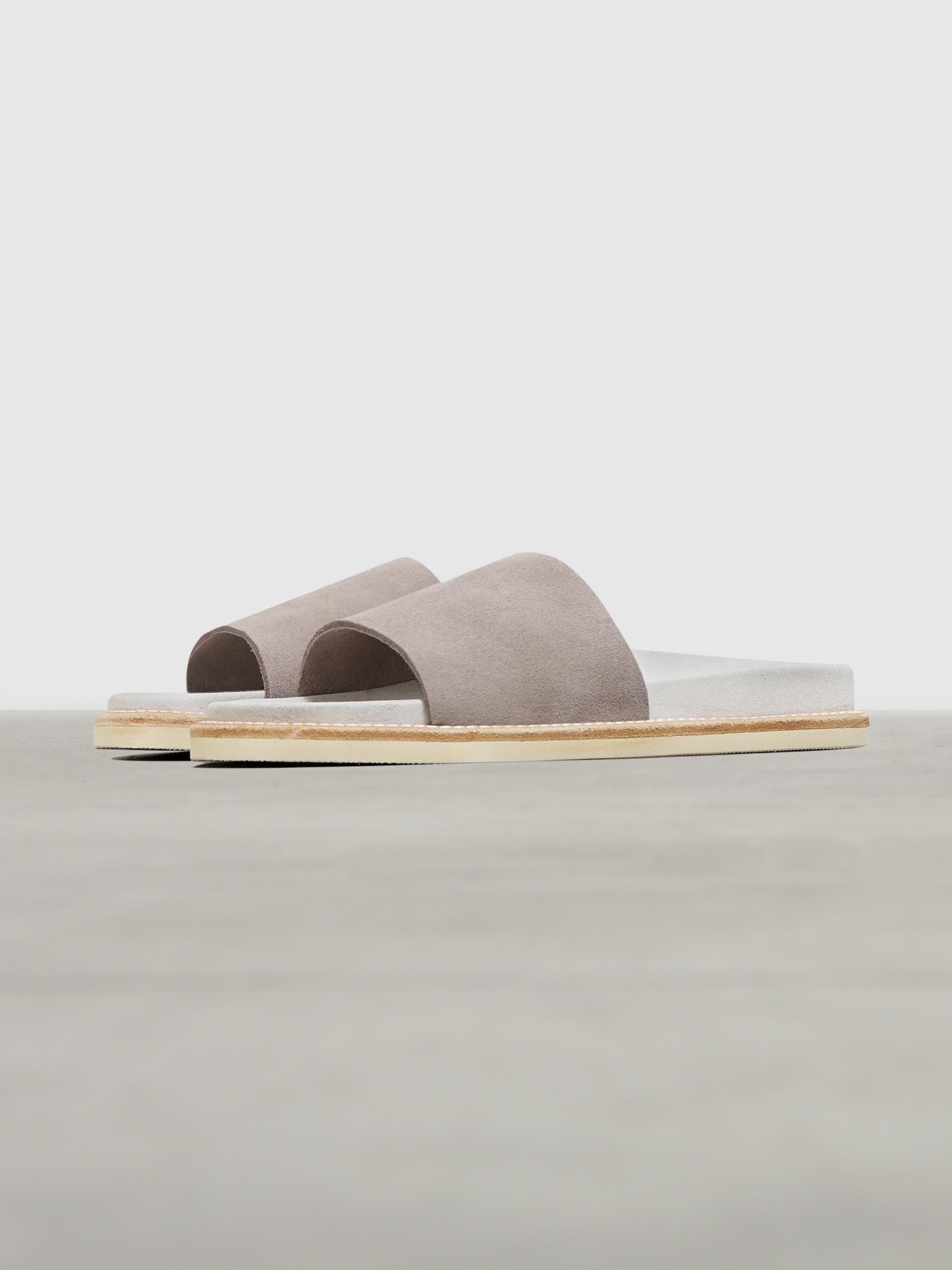 Womens Suede Slides in Dark Stone