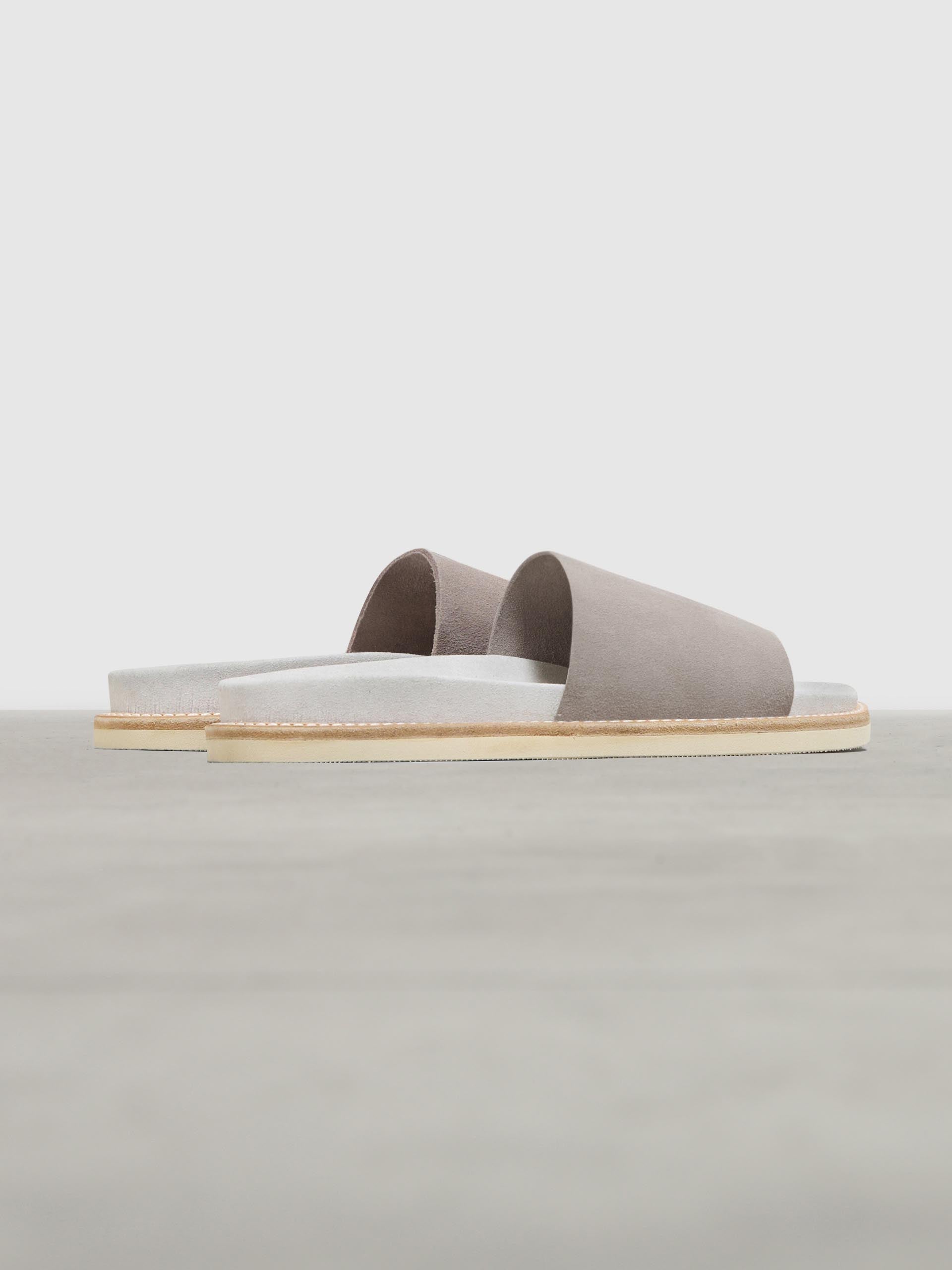 Womens Suede Slides in Dark Stone