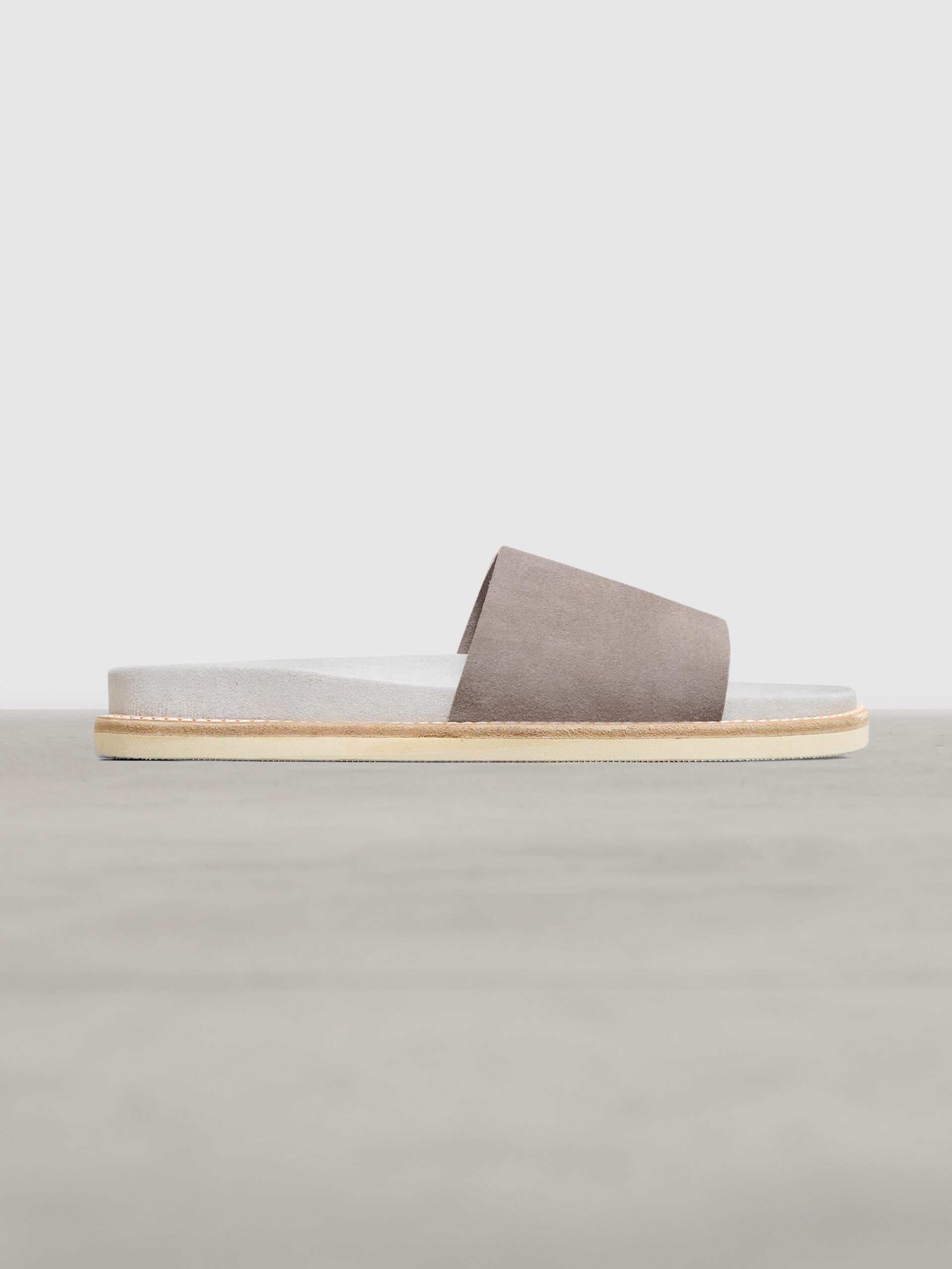 Womens Suede Slides in Dark Stone