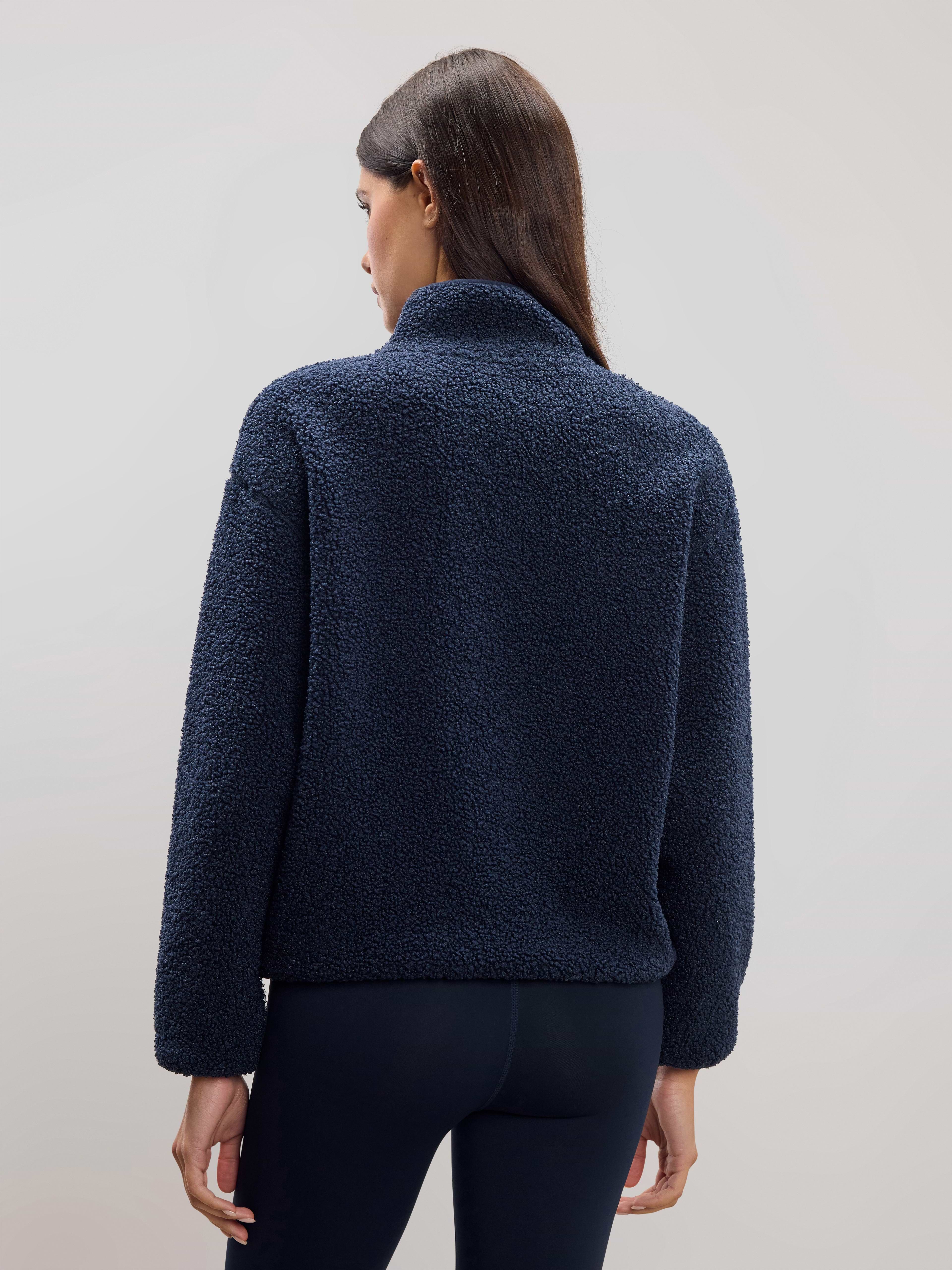 Womens Reversible Sherpa Fleece Half Zip in Navy
