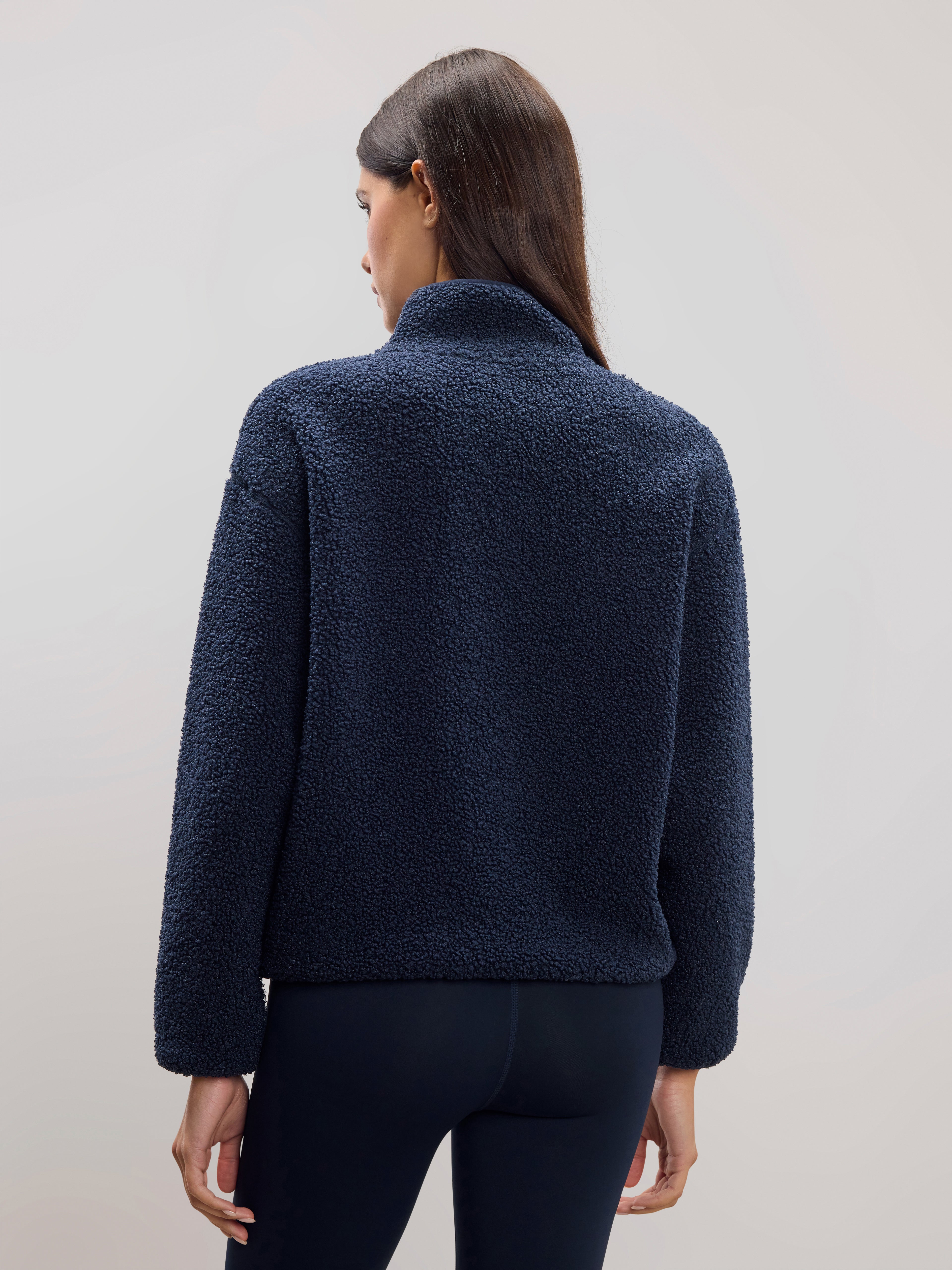 Womens Reversible Sherpa Fleece Half Zip in Navy