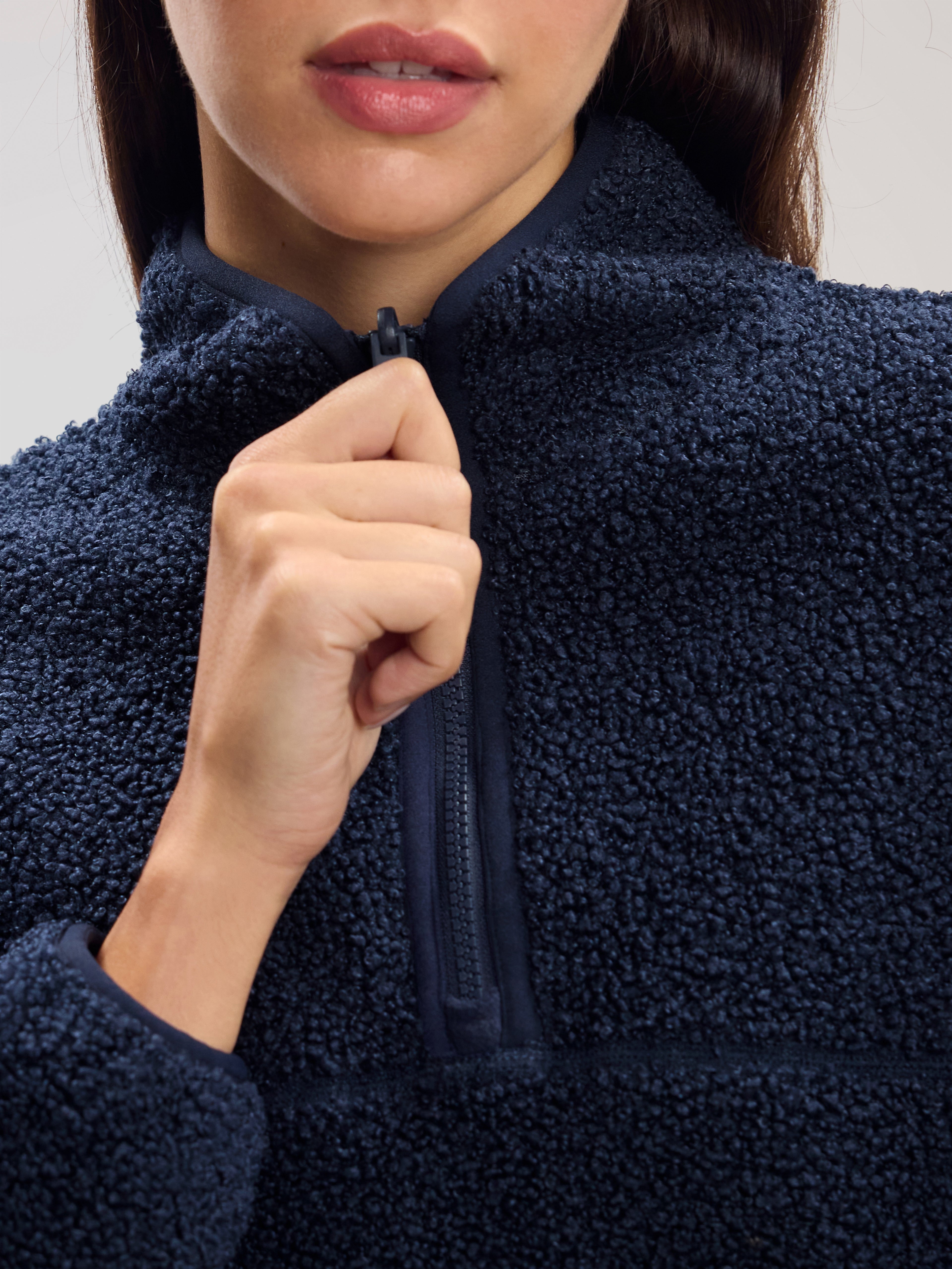 Womens Reversible Sherpa Fleece Half Zip in Navy