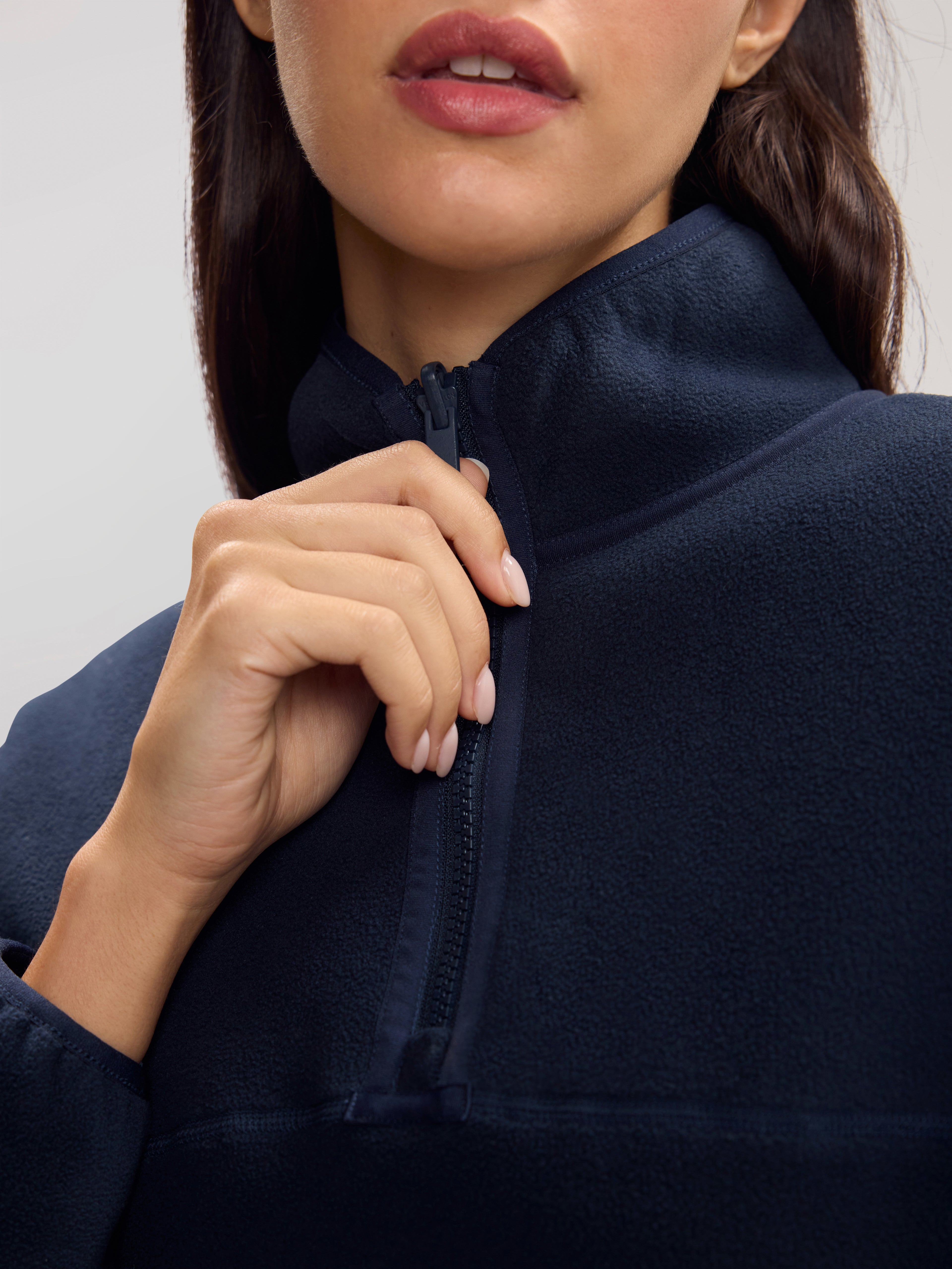 Womens Reversible Sherpa Fleece Half Zip in Navy