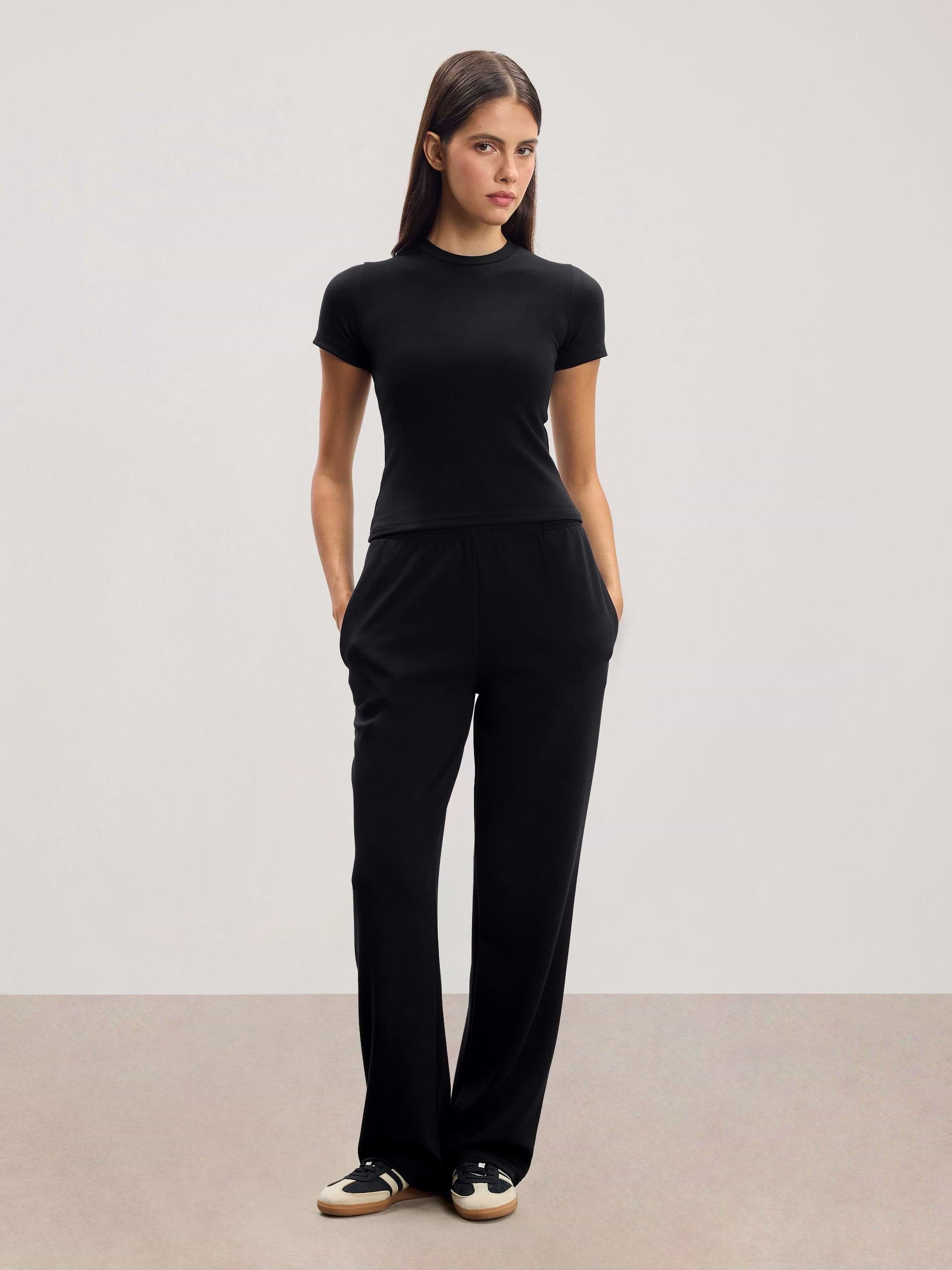 Womens Soft Interlock T-Shirt in Black