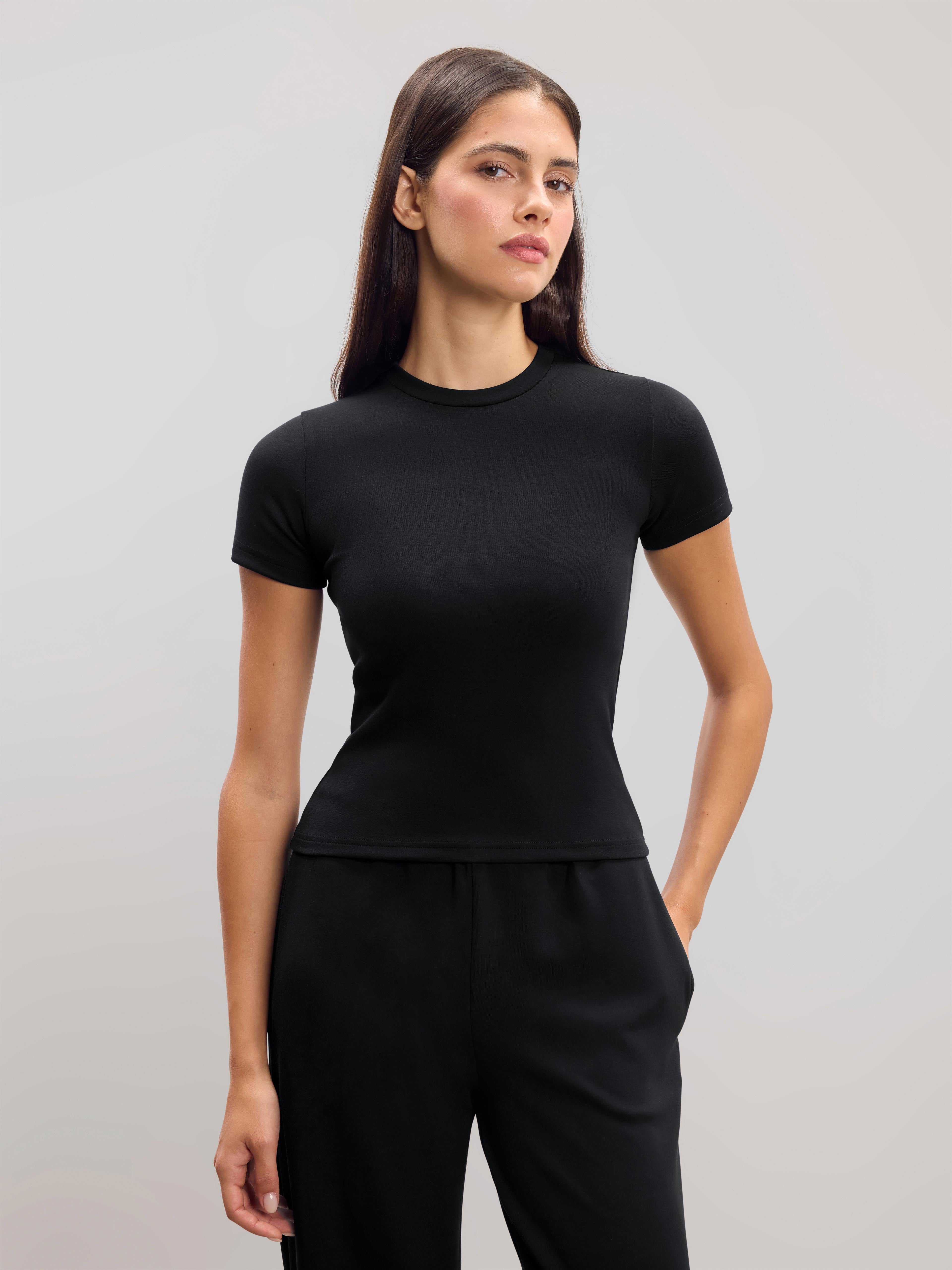 Womens Soft Interlock T-Shirt in Black