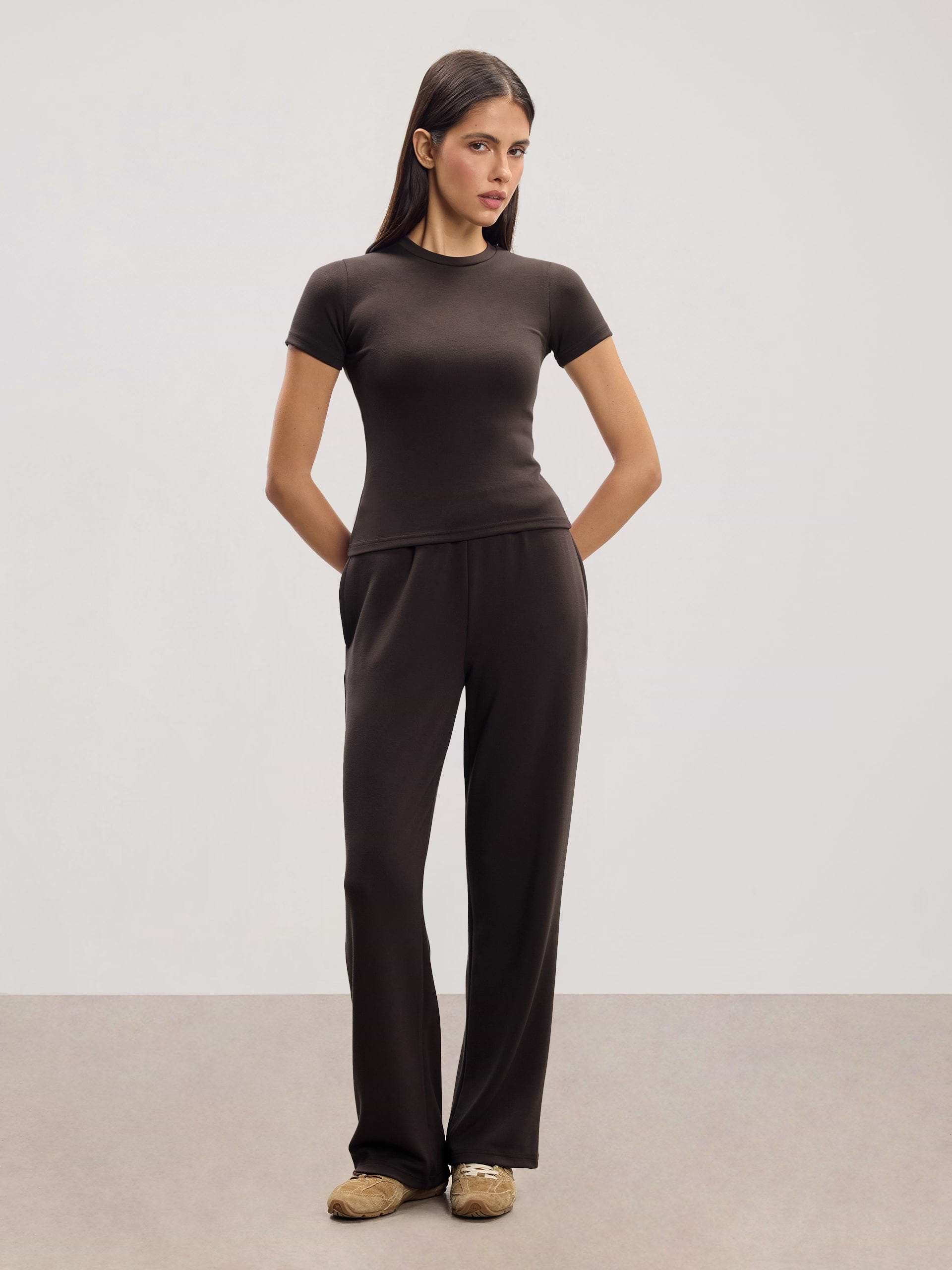 Womens Soft Interlock T-Shirt in Brown