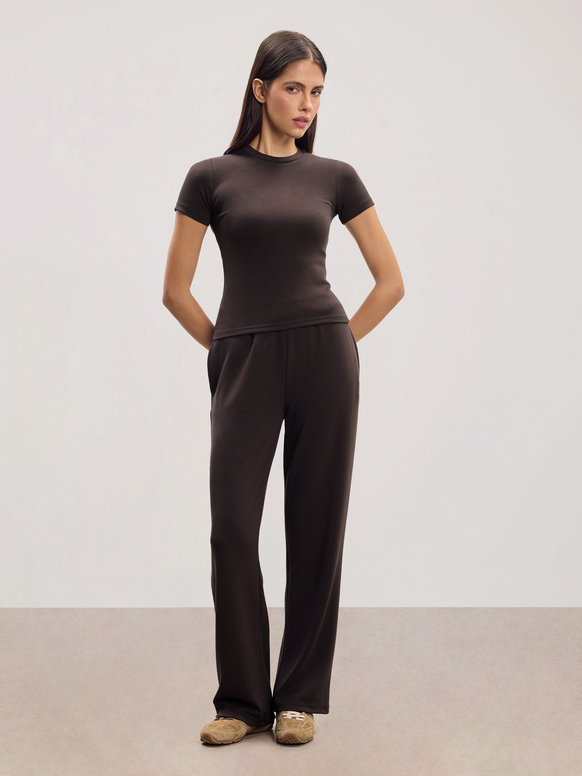 Womens Soft Interlock T-Shirt in Brown
