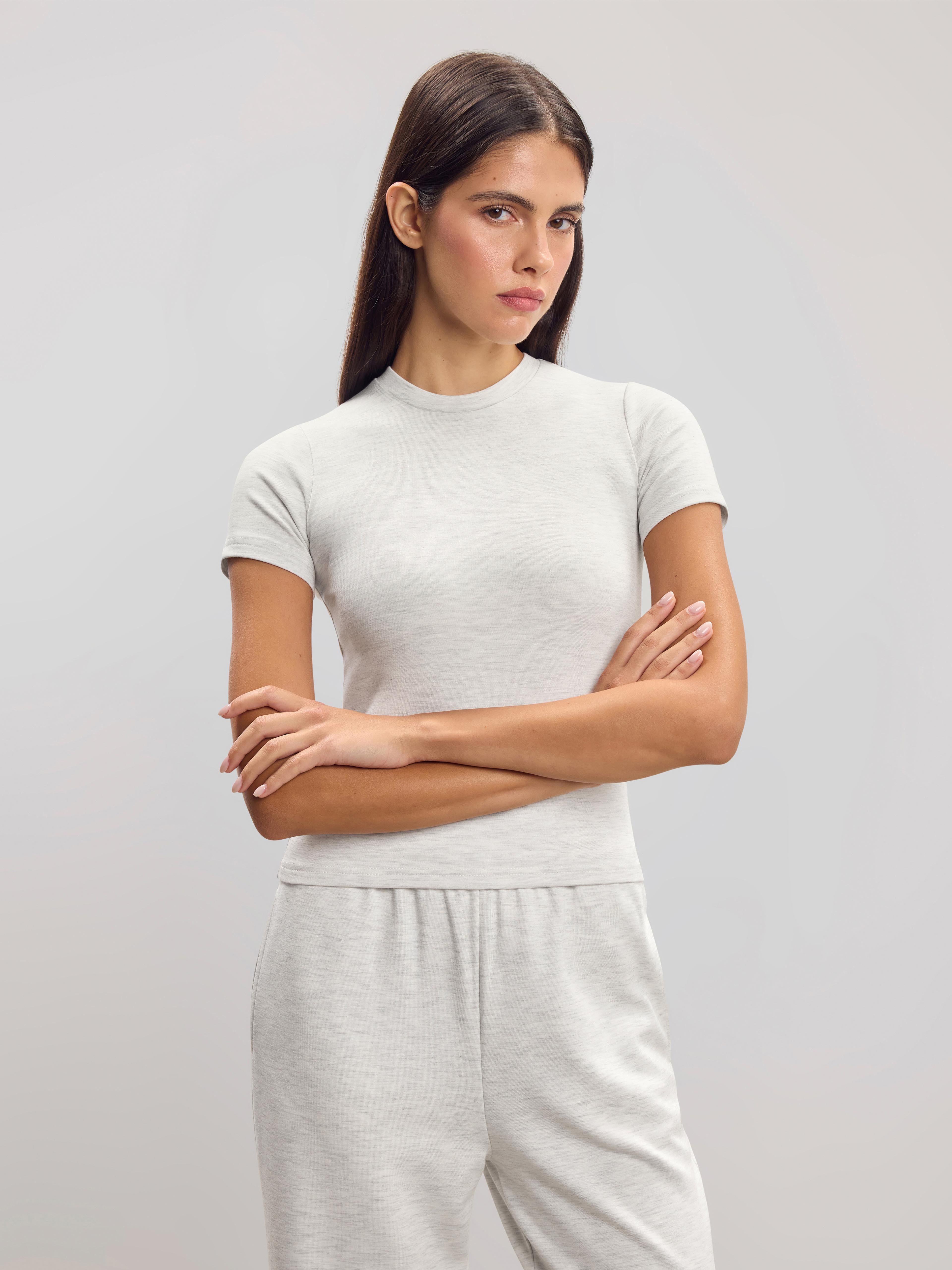 Womens Soft Interlock T-Shirt in Marl Grey