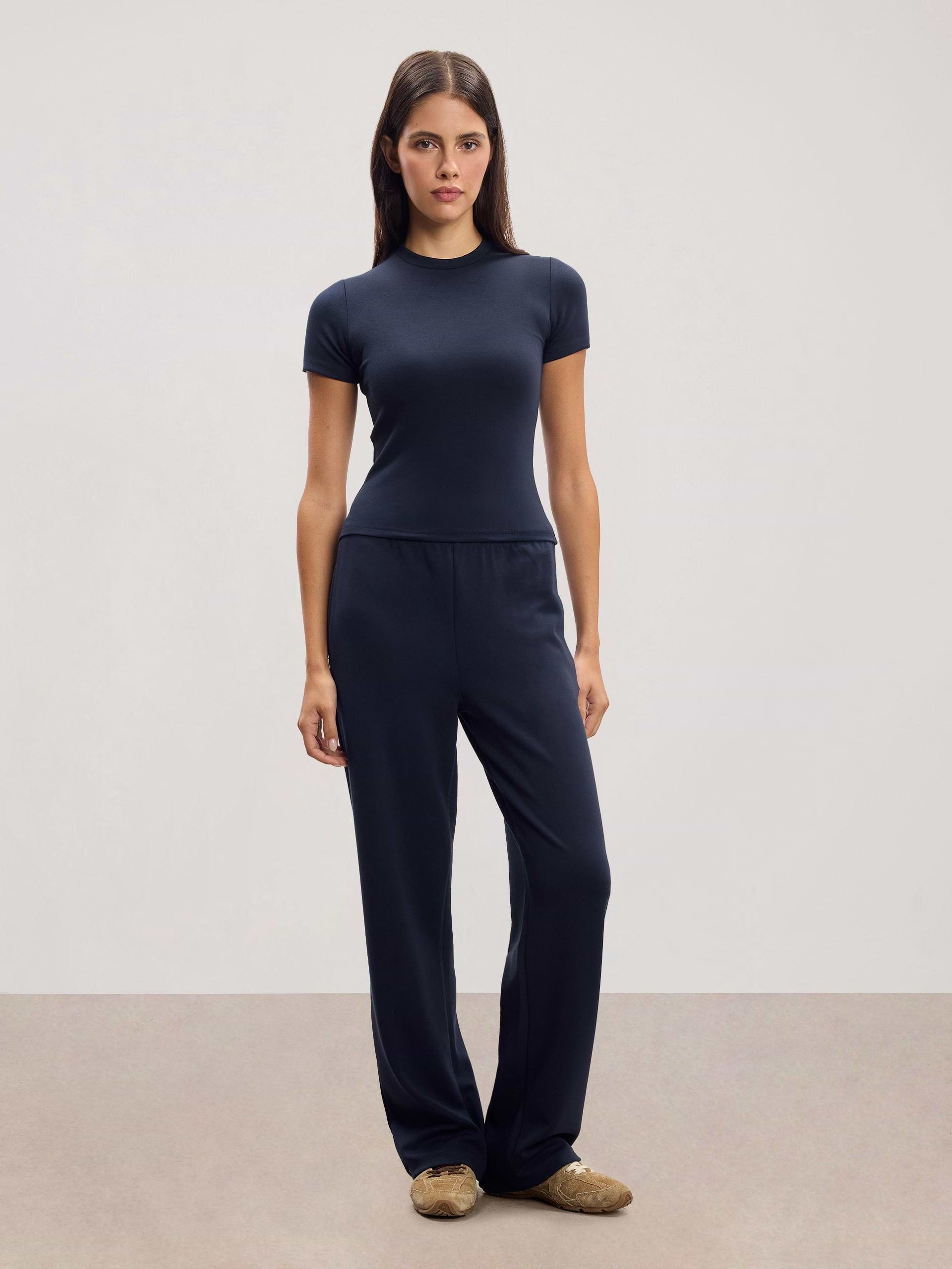 Womens Soft Interlock T-Shirt in Navy
