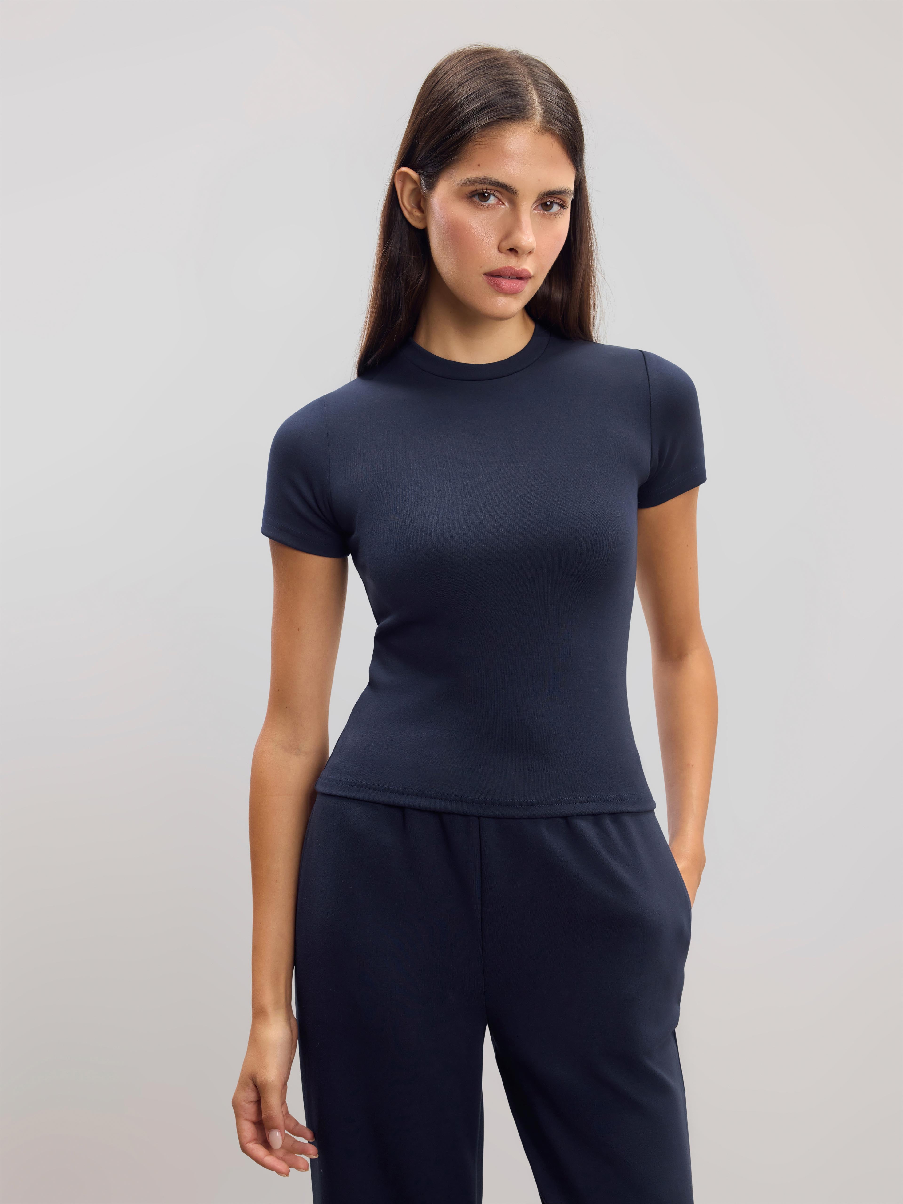 Womens Soft Interlock T-Shirt in Navy