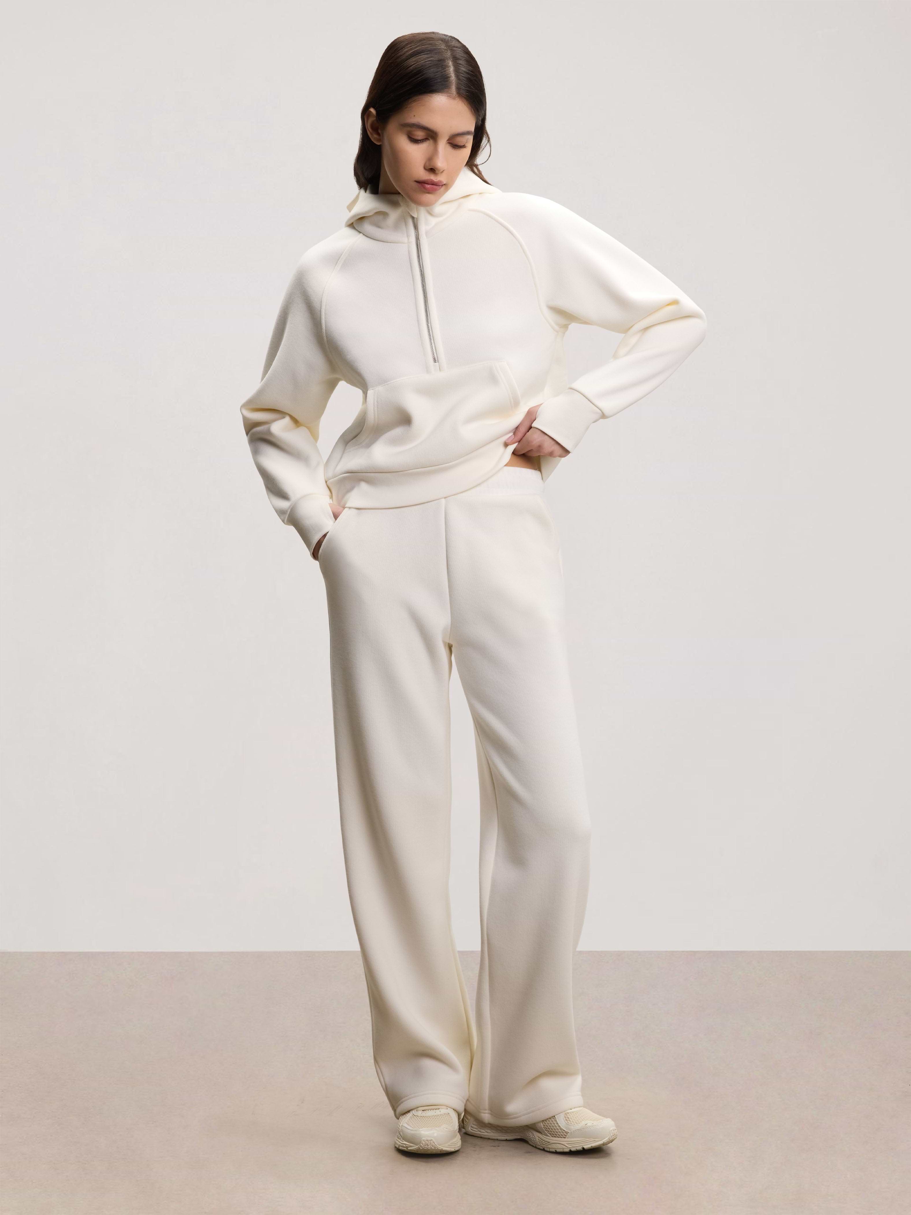 Womens Cosy Fleece Straight Leg Jogger in Ecru