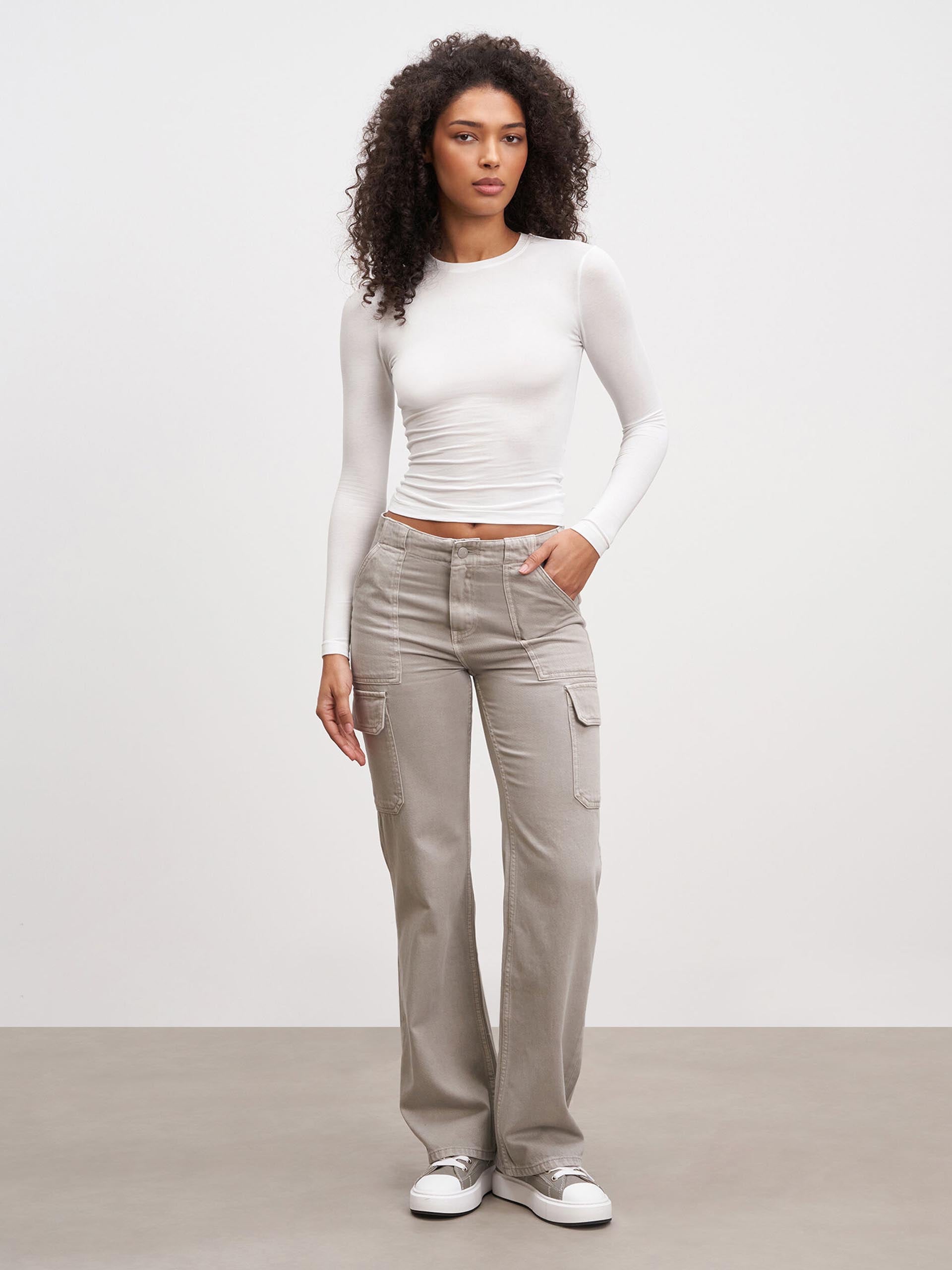 Womens Cotton Jersey Long Sleeve T-Shirt in White