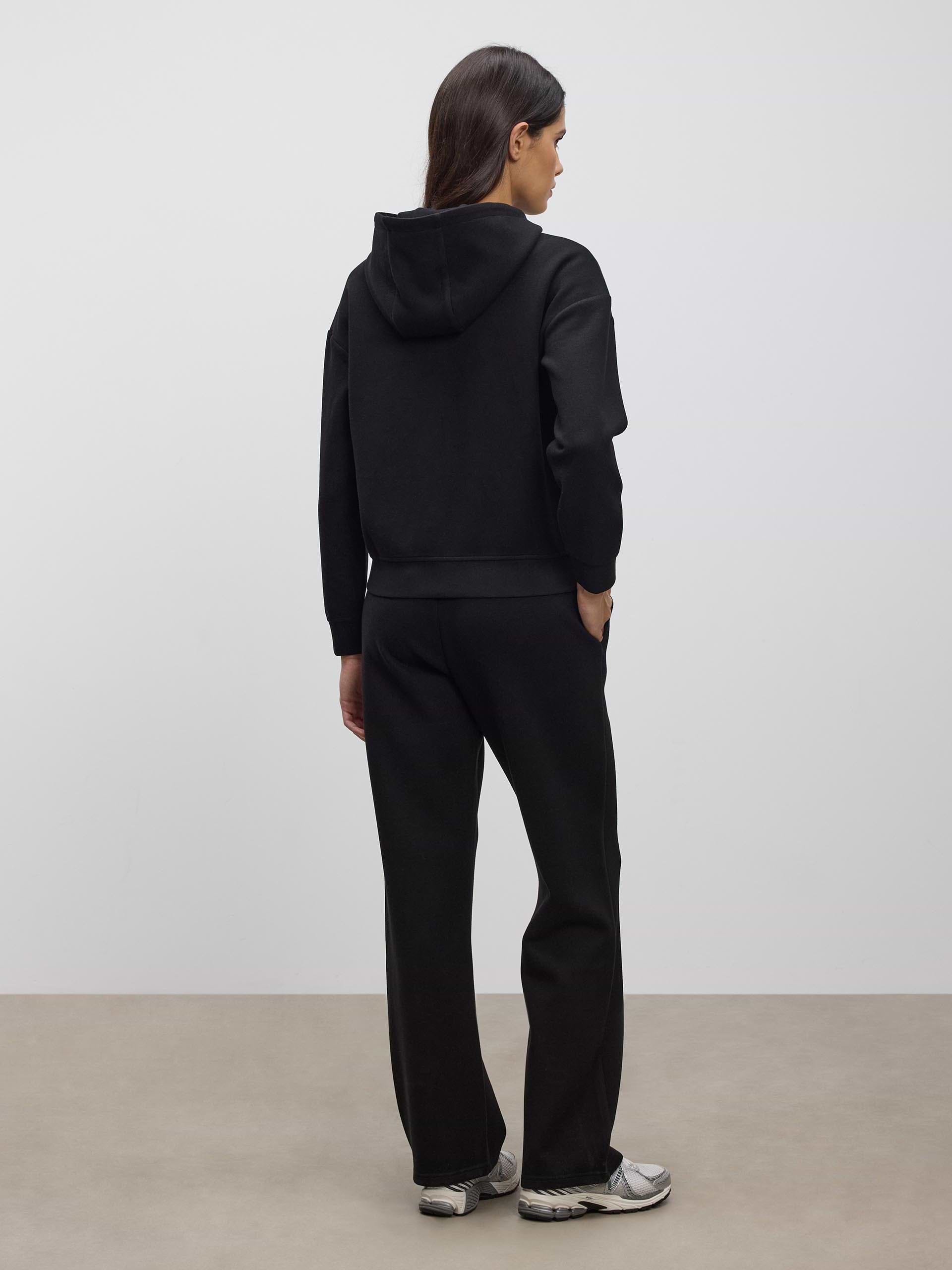 Womens Knitted Straight Leg Jogger in Black