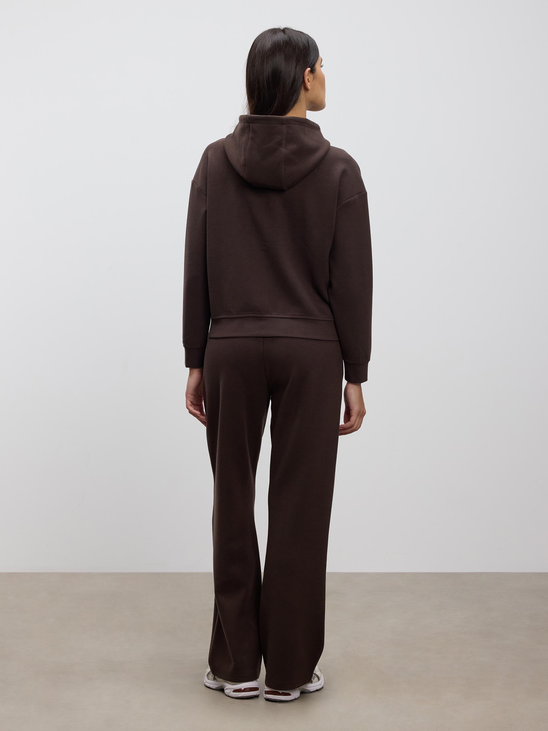 Womens Knitted Straight Leg Jogger in Brown