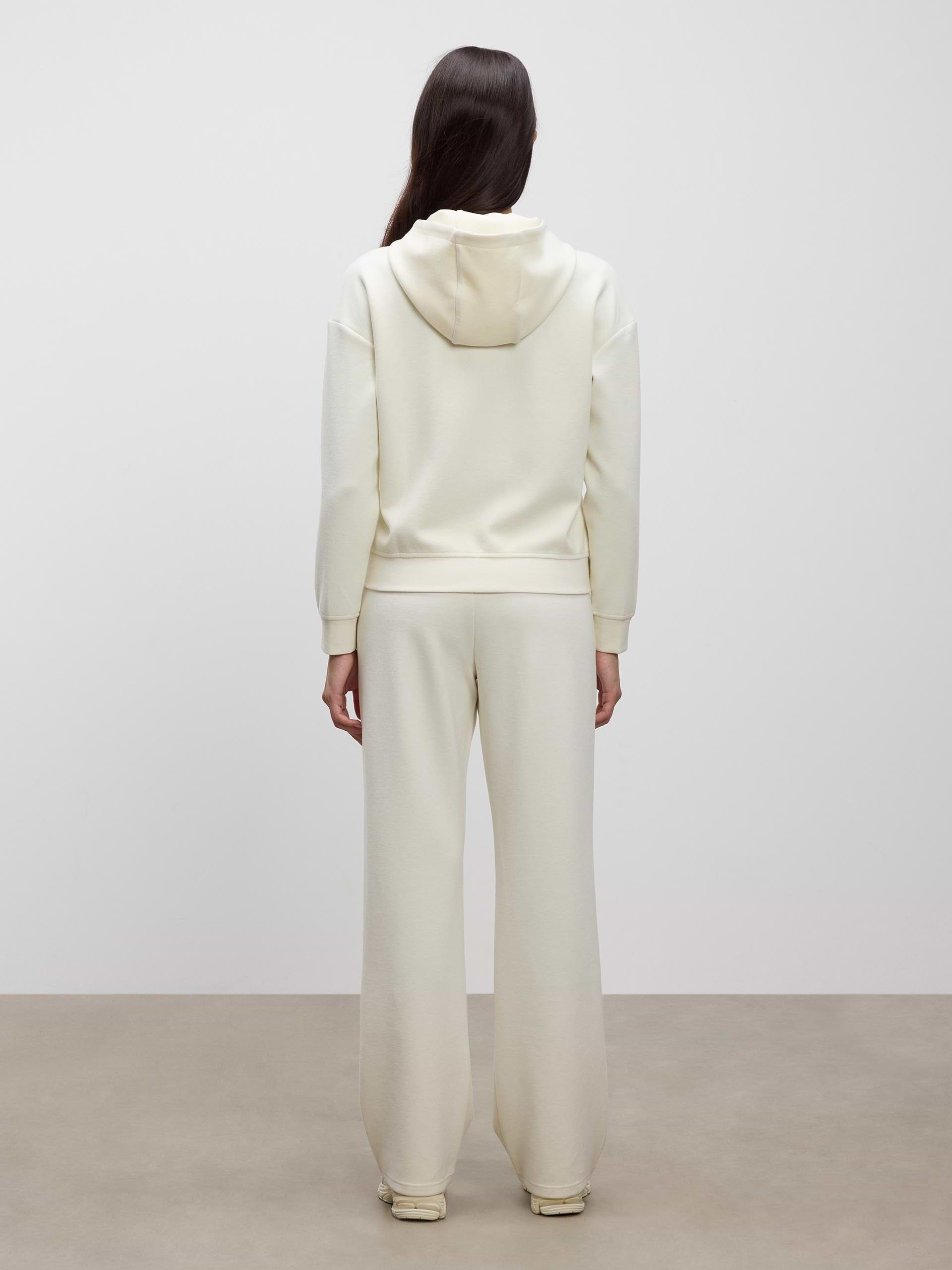 Womens Knitted Relaxed Zip Hoodie in Ecru