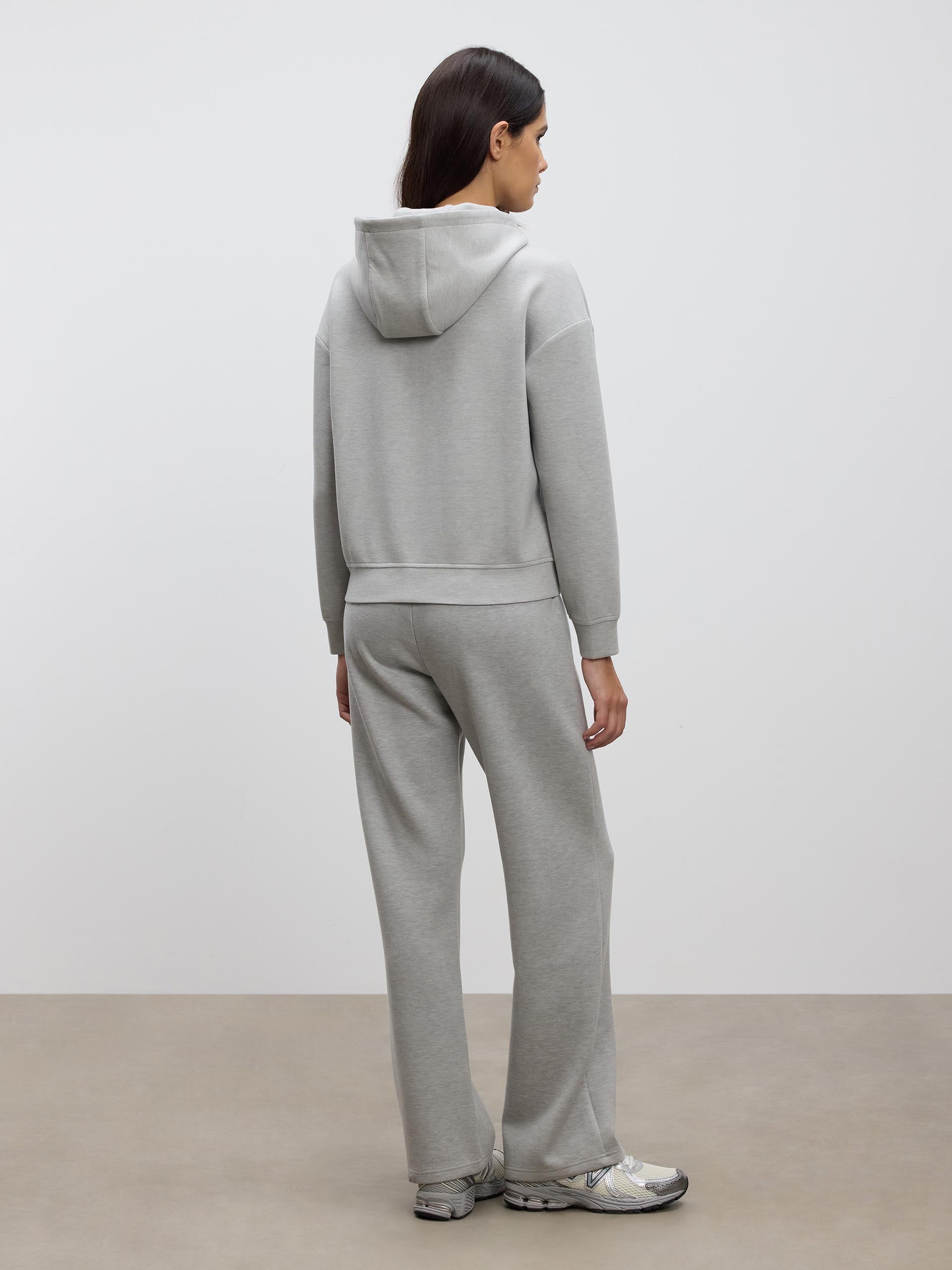 Womens Knitted Straight Leg Jogger in Marl Grey
