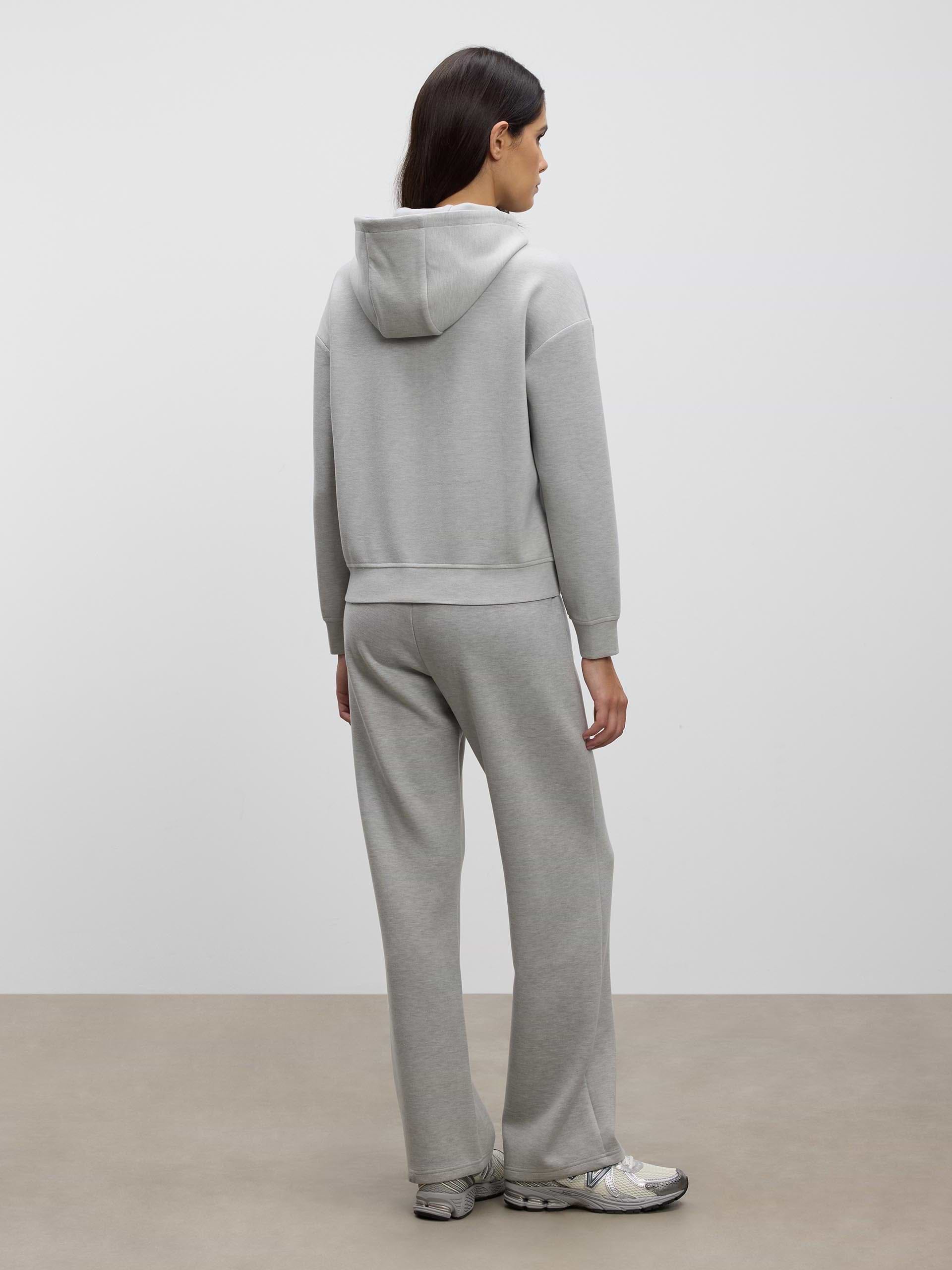 Womens Knitted Relaxed Zip Hoodie in Marl Grey