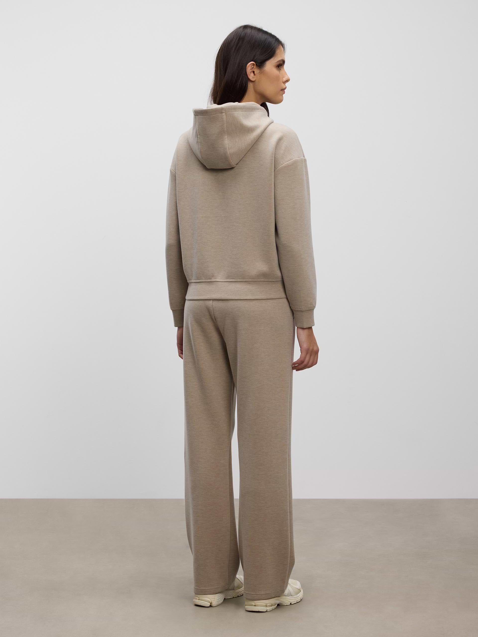 Womens Knitted Relaxed Zip Hoodie in Stone