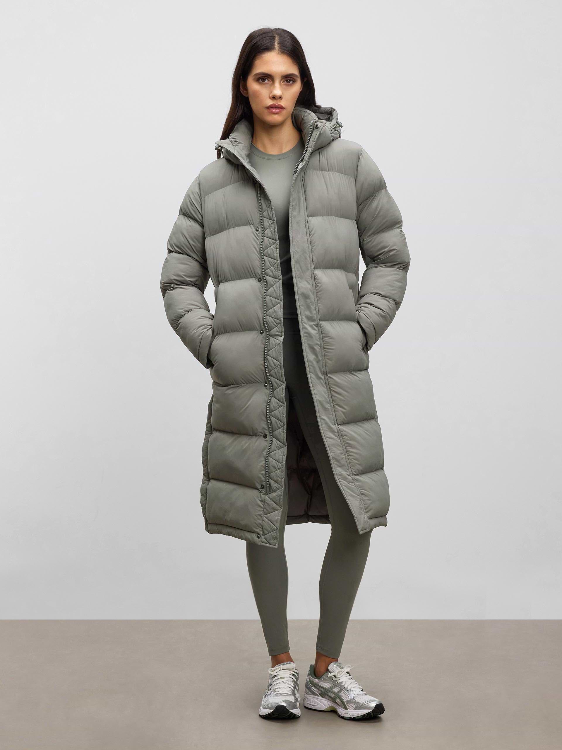 Womens Mid Length Puffer Jacket in Sage