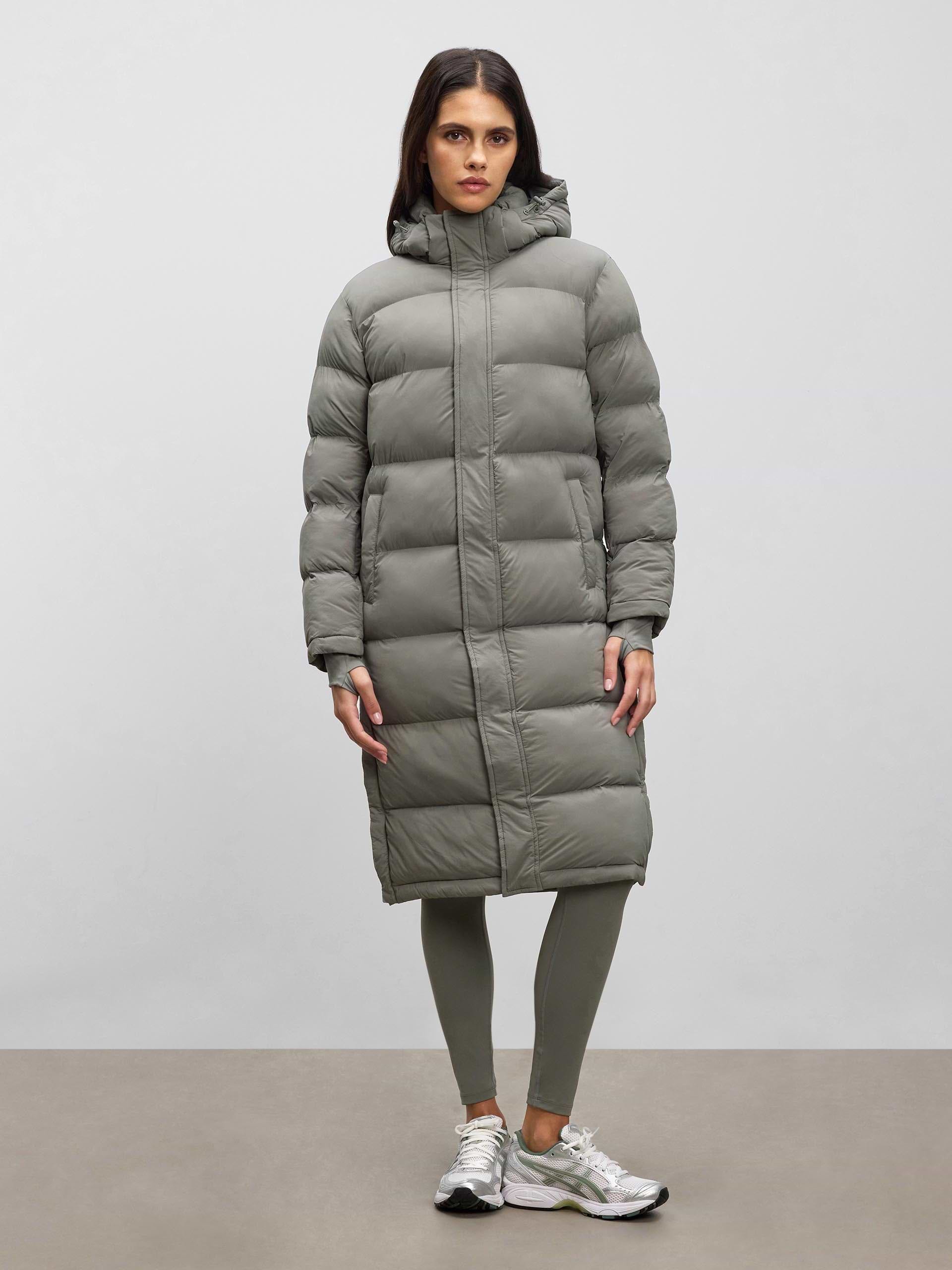 Womens Mid Length Puffer Jacket in Sage