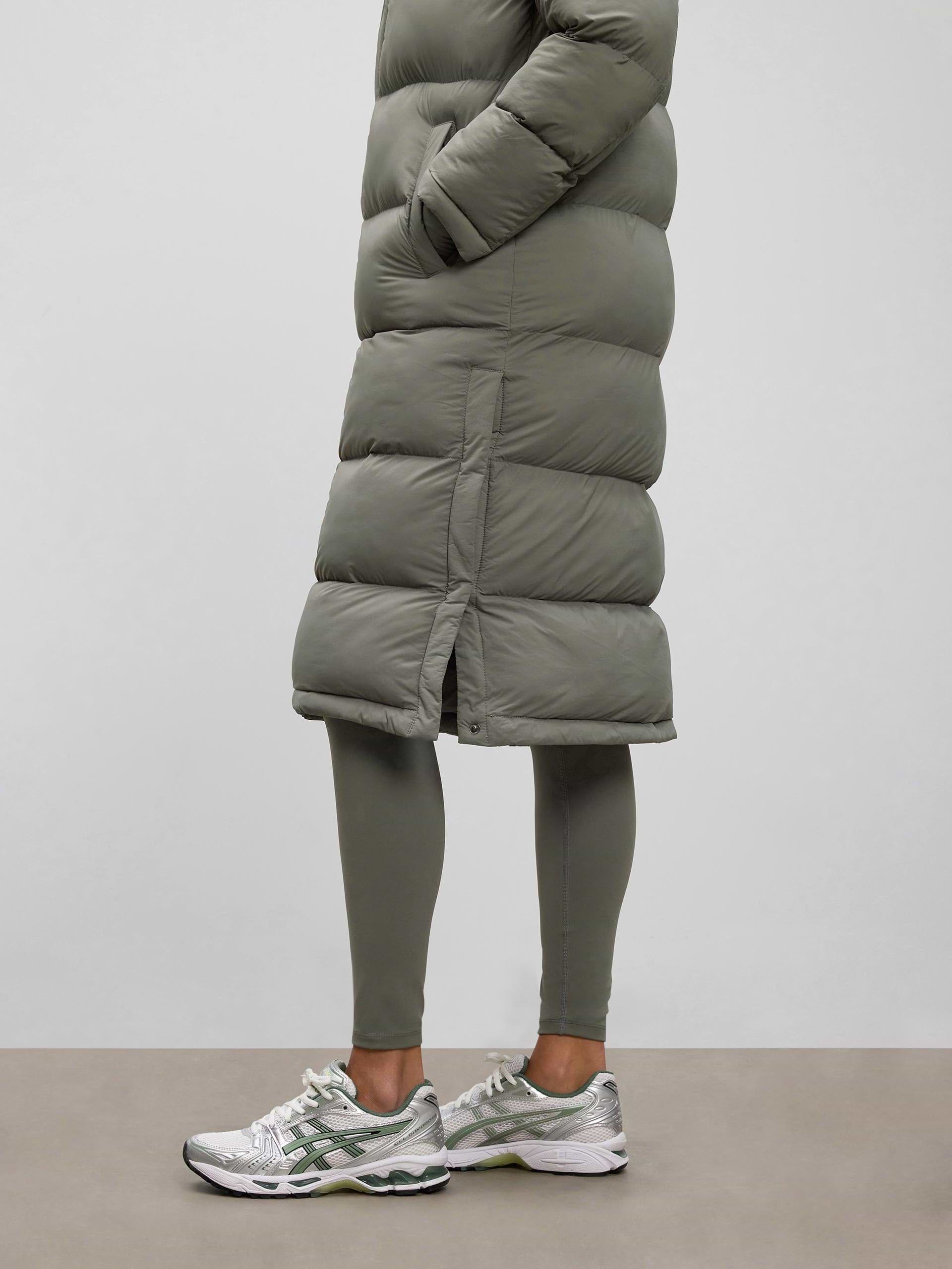 Womens Mid Length Puffer Jacket in Sage