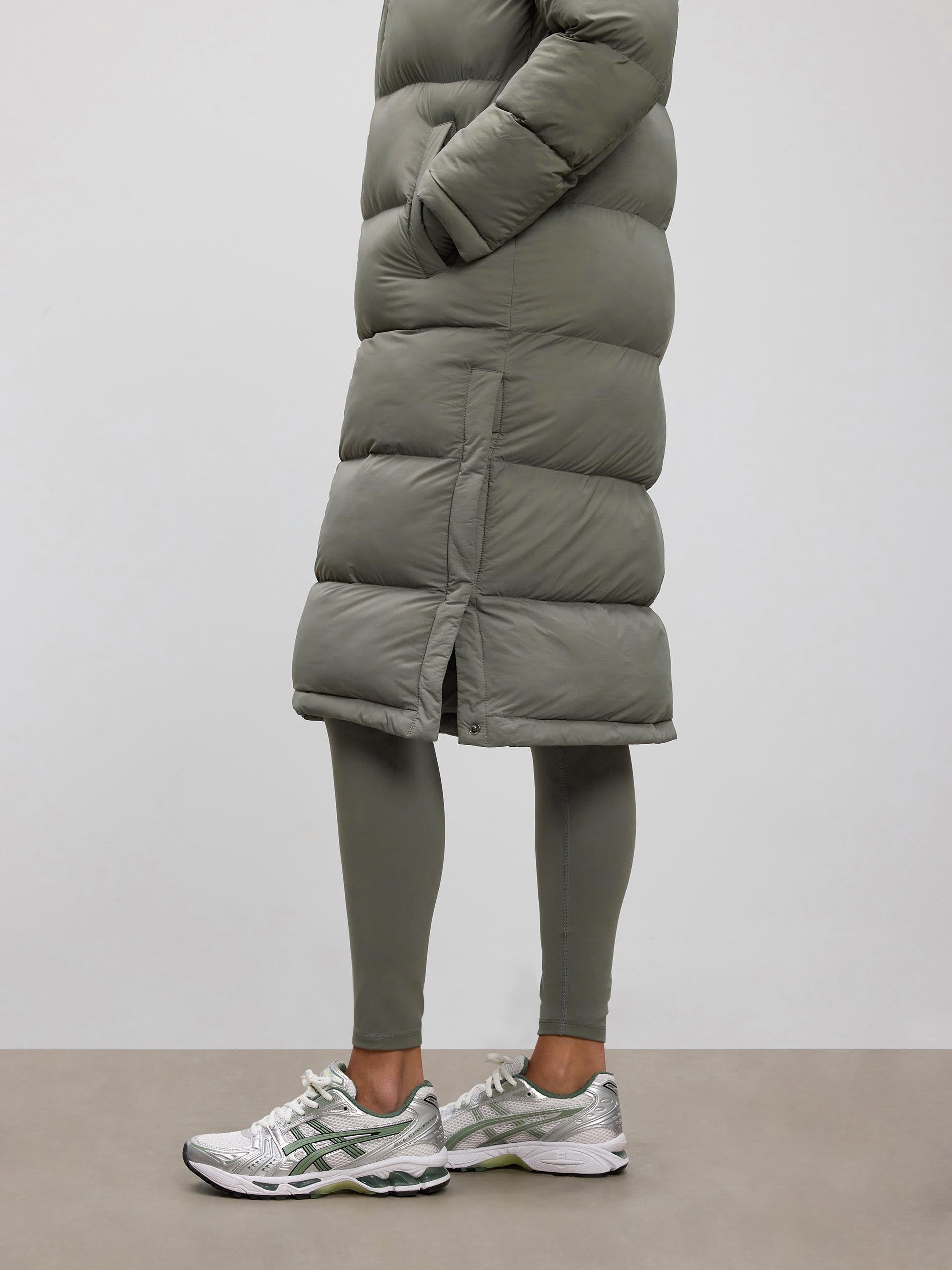 Womens Mid Length Puffer Jacket in Sage