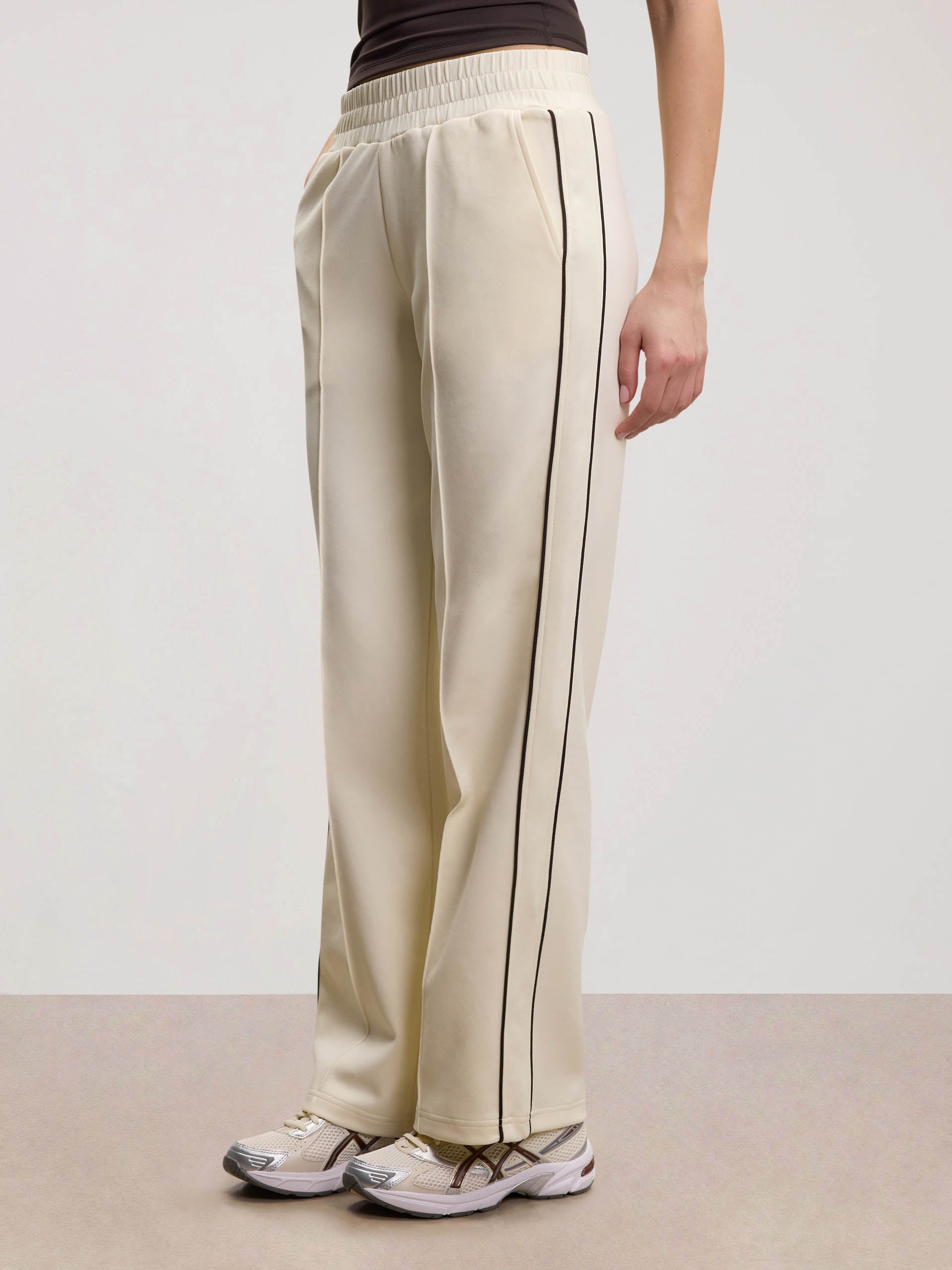 Womens Piping Track Pant in Ecru