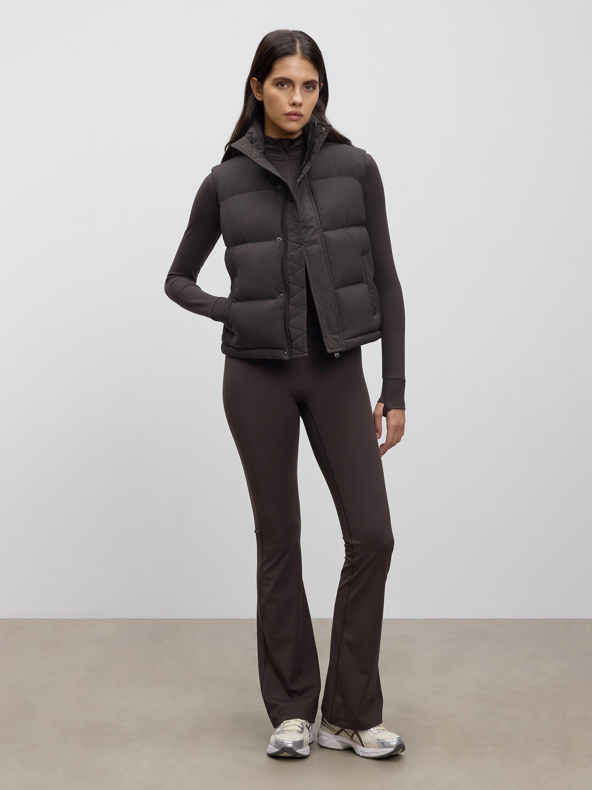 Womens Puffer Gilet in Brown