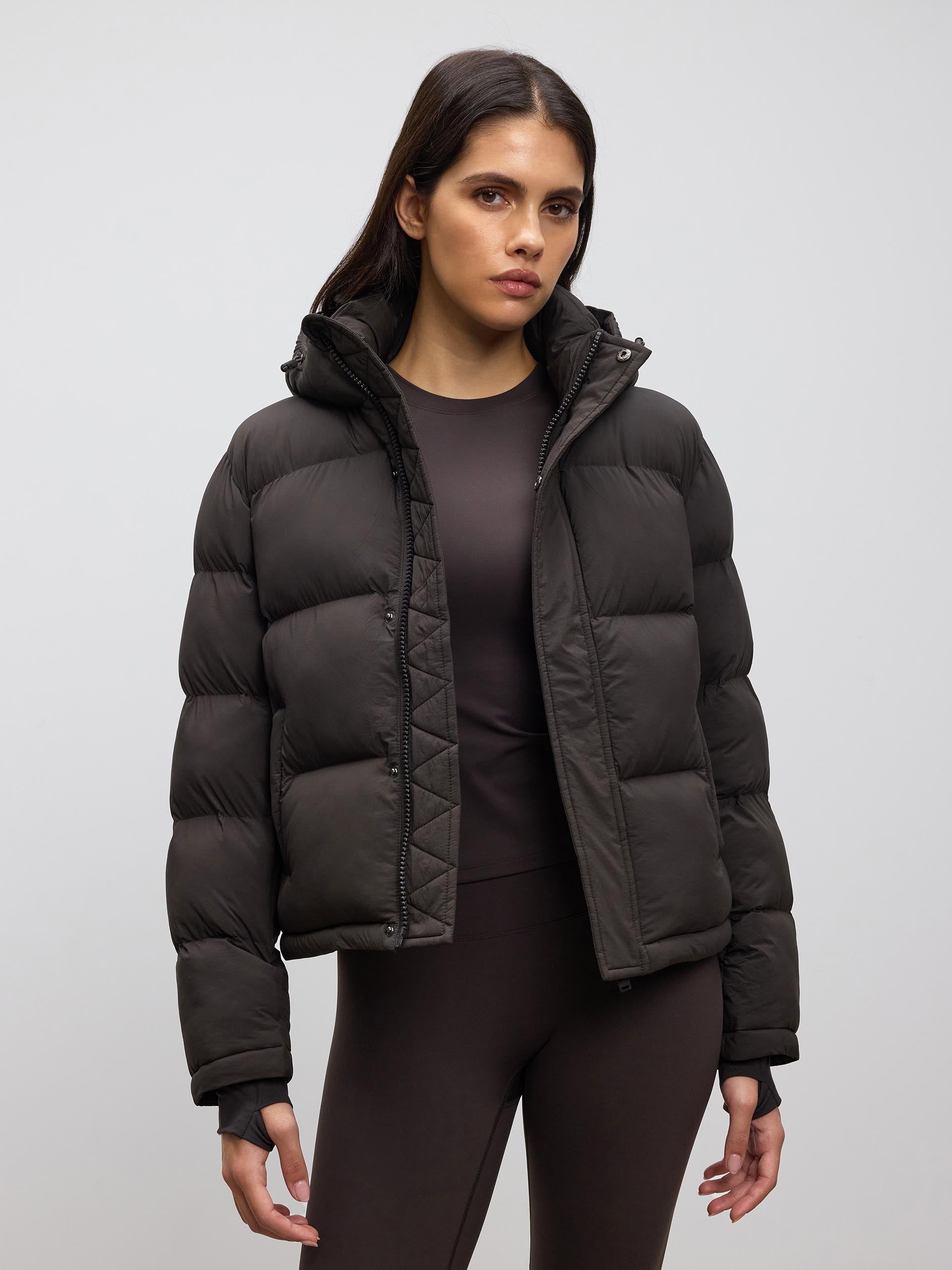 Womens Puffer Jacket in Brown