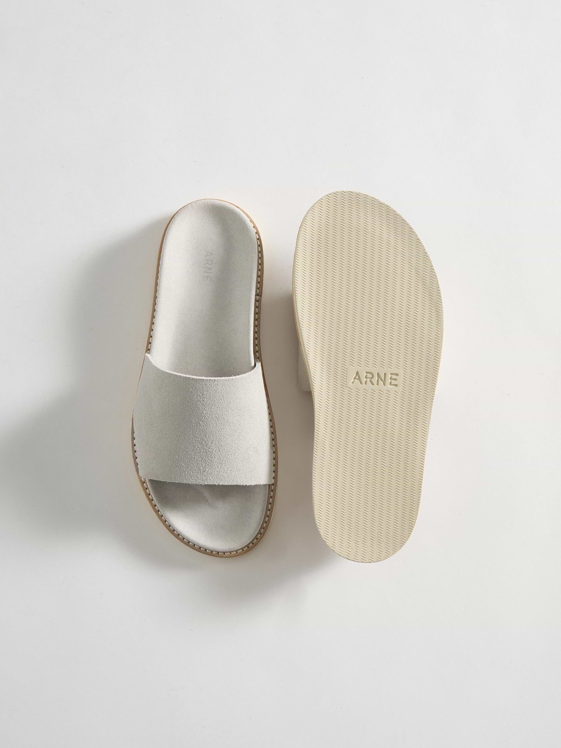 Womens Suede Slides in Grey