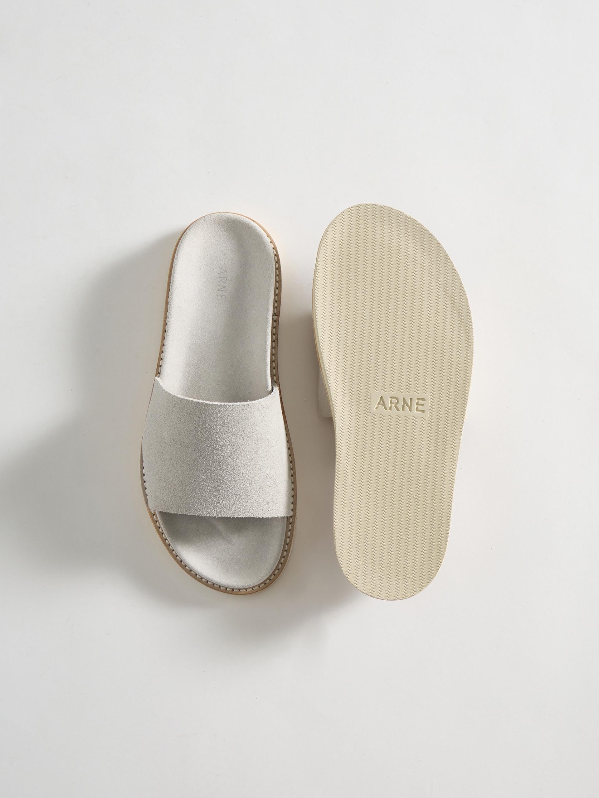 Womens Suede Slides in Grey