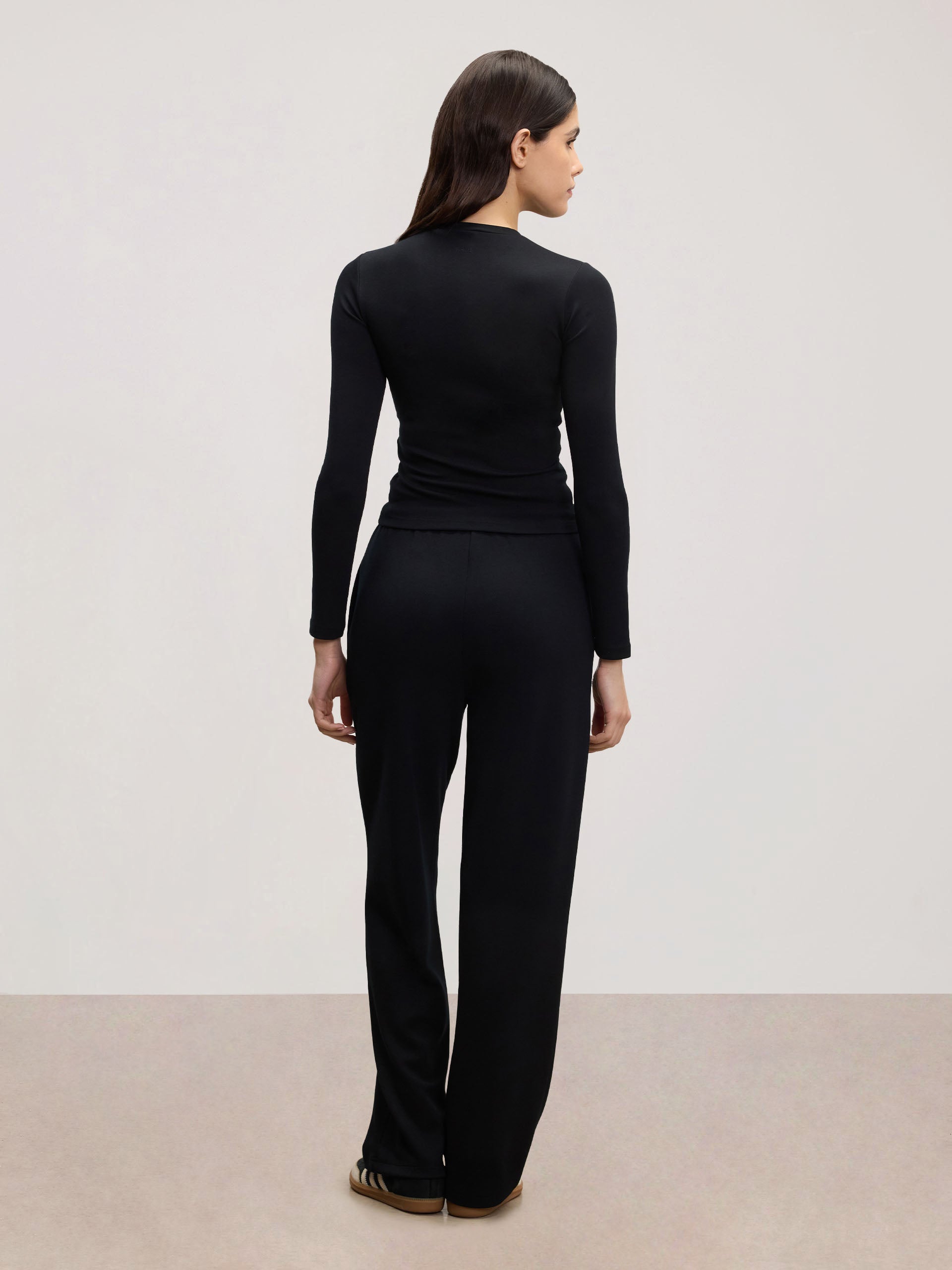 Womens Soft Interlock Long Sleeve Top in Black